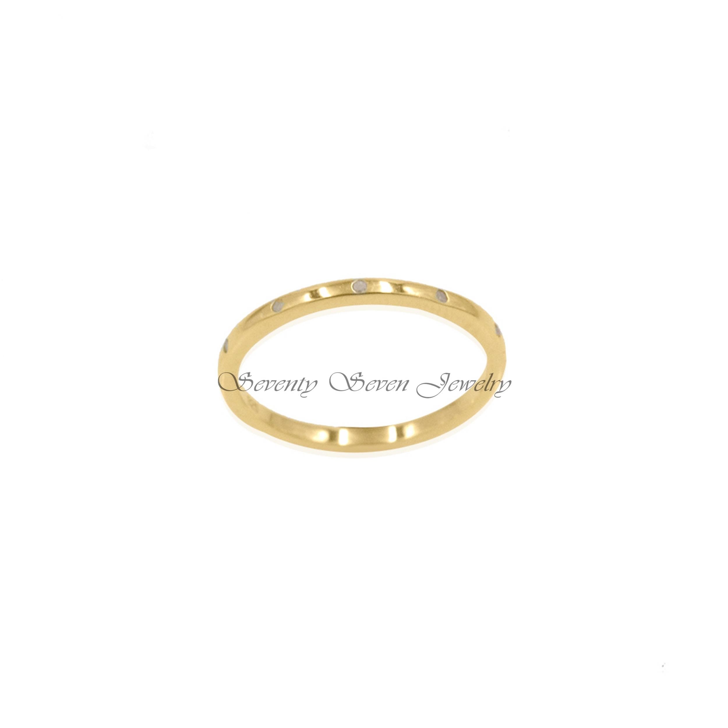 9k Gold Diamond Band Ring: Delicate Half Eternity Promise - View 7 - Seventy Seven Jewelry | SKU: SSMJR08-9KYGDI-2026 9k Gold Diamond Band Ring: Delicate Half Eternity Promise - View 7 - Seventy Seven Jewelry | SKU: SSMJR08-9KYGDI-2026