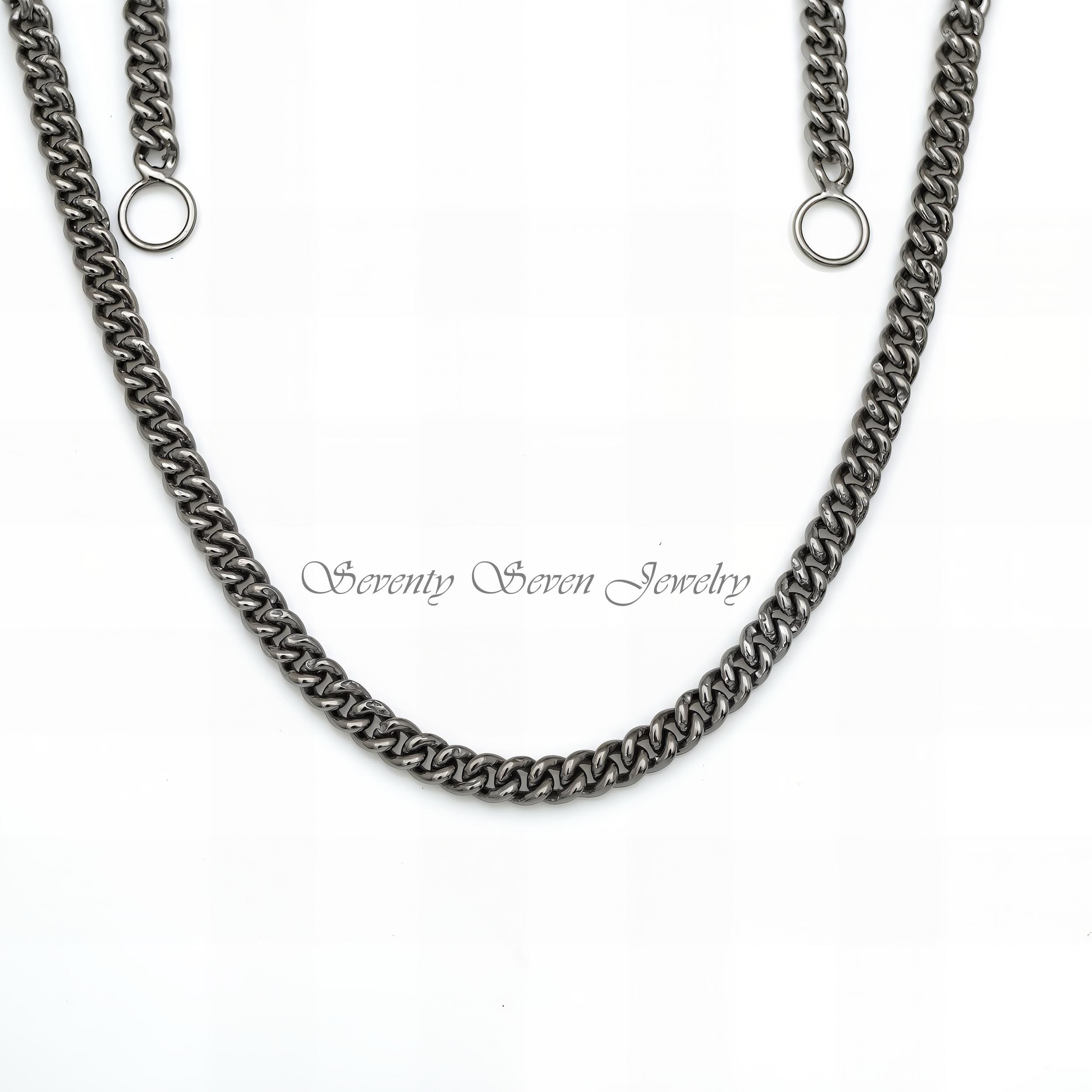 Sterling Silver Curb Chain Necklace: 4.5mm Cuban Link Choker - View 5 - Seventy Seven Jewelry | SKU: SSG17-SLYG-5M-18I-V Sterling Silver Curb Chain Necklace: 4.5mm Cuban Link Choker - View 5 - Seventy Seven Jewelry | SKU: SSG17-SLYG-5M-18I-V
