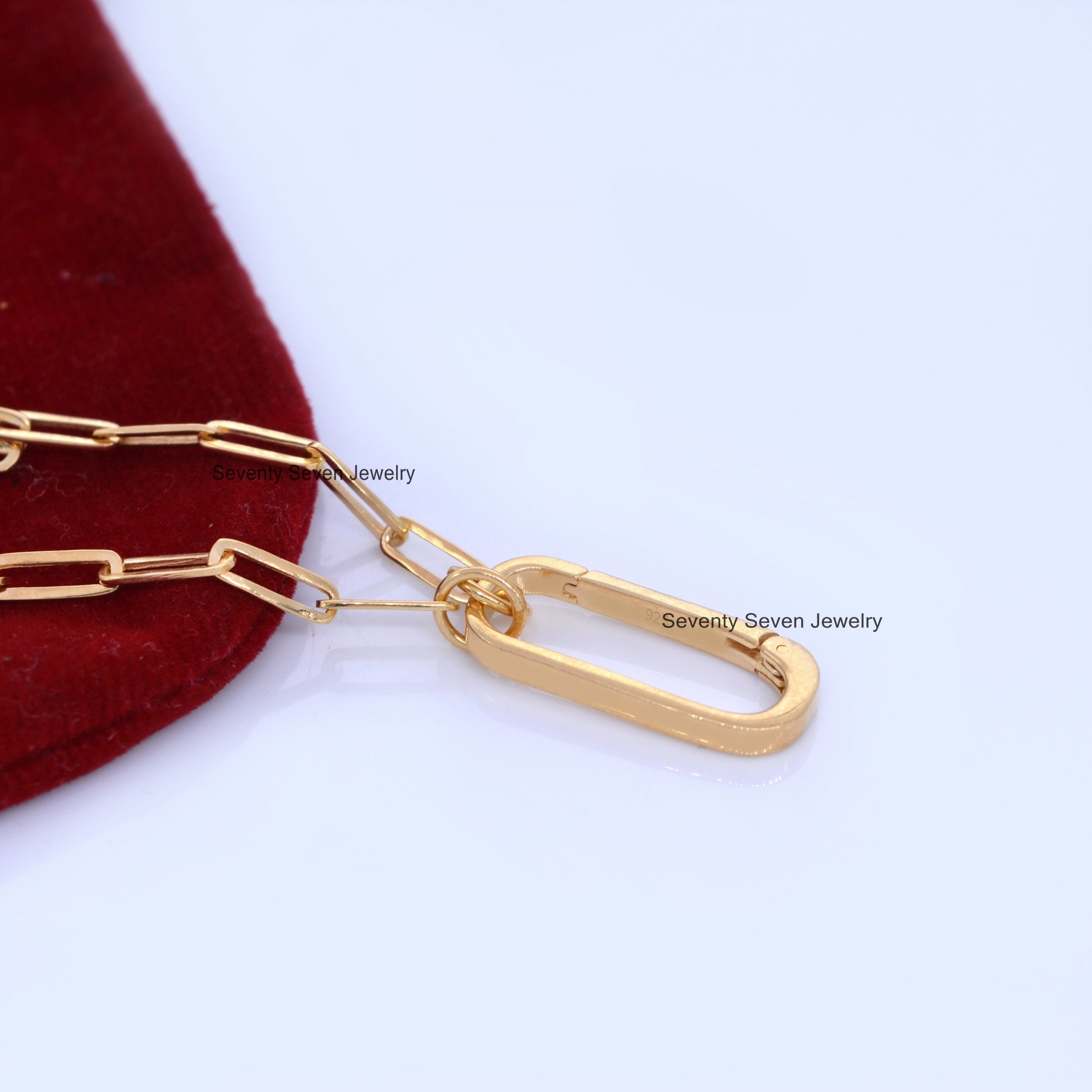 14K Solid Gold Charm Holder: Enhancer Pendant Lock (25x10 MM) - View 7 - Seventy Seven Jewelry | SKU: SSMJH73-14KYG-2026,SSMJ