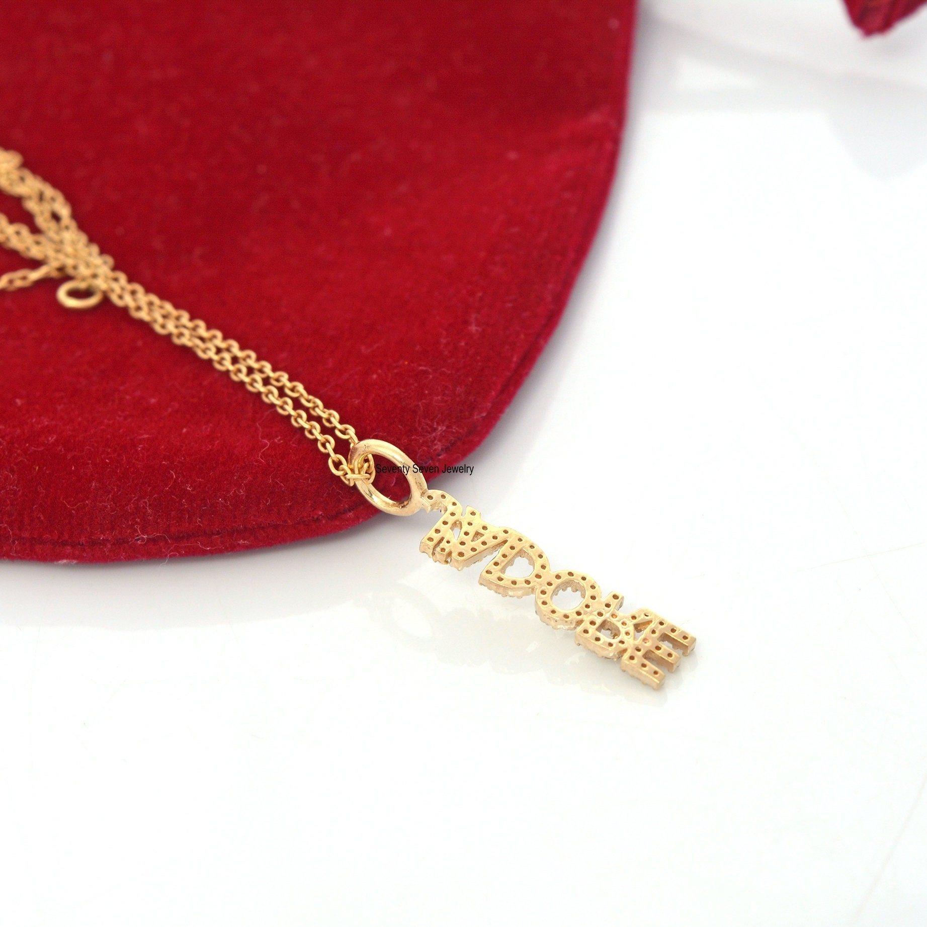 925 Silver Jadore Name Pendant: Pave Letter Necklace - View 4 - Seventy Seven Jewelry | SKU: SSMJP521-SLYGCZ-2026