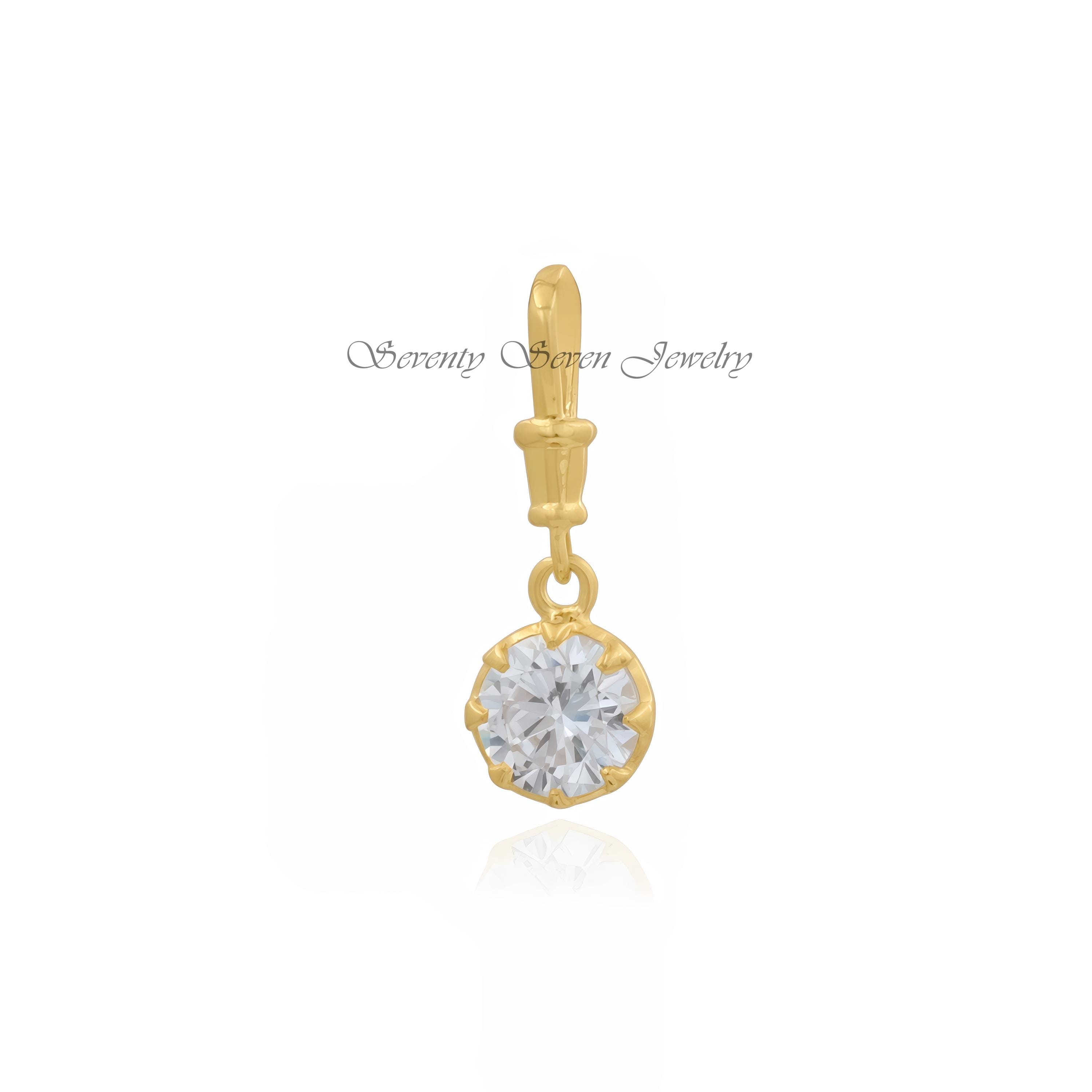 Moissanite Solitaire Pendant: 925 Silver Swivel Lock Drop Charm - Seventy Seven Jewelry | SKU: SSMJP16-SLRGCZ-2026 Moissanite Solitaire Pendant: 925 Silver Swivel Lock Drop Charm - Seventy Seven Jewelry | SKU: SSMJP16-SLRGCZ-2026