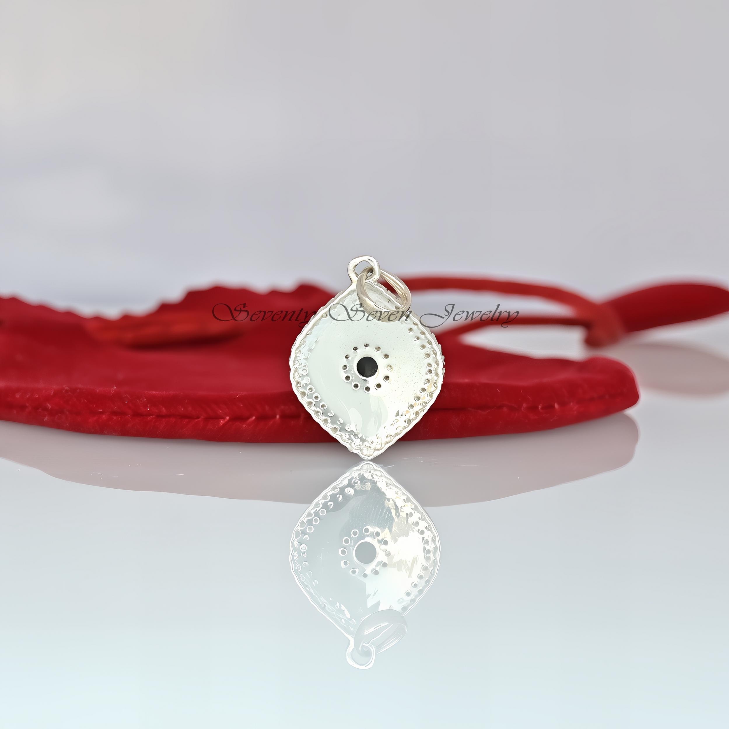 14K Gold Evil Eye Pendant: Moissanite & Black Spinel Protection - View 3 - Seventy Seven Jewelry | SKU: SSMJP2513-14KYG-2026 14K Gold Evil Eye Pendant: Moissanite & Black Spinel Protection - View 3 - Seventy Seven Jewelry | SKU: SSMJP2513-14KYG-2026