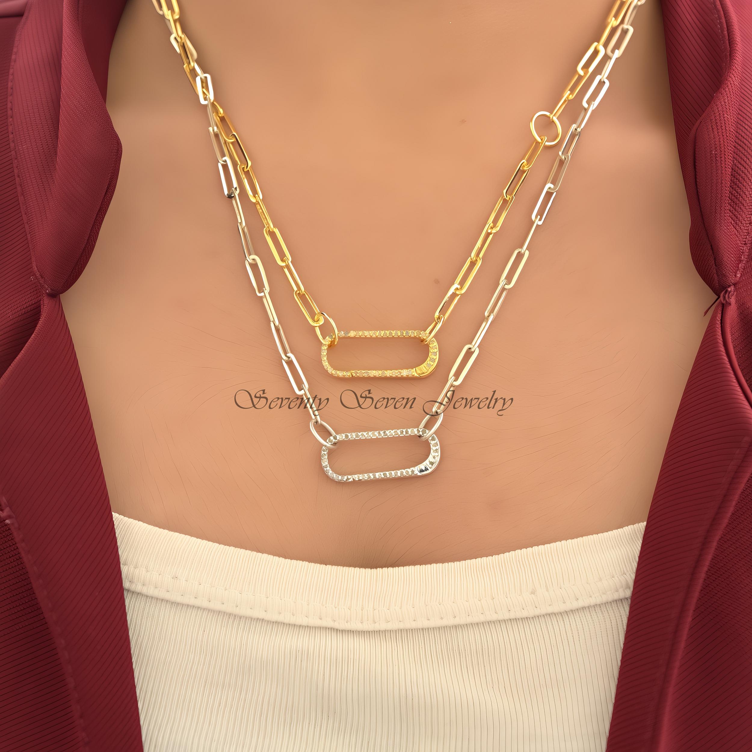18K Gold Diamond Enhancer Pendant: Solid Charm Holder - View 2 - Seventy Seven Jewelry | SKU: SSMJP73-18KYGDI-2026 18K Gold Diamond Enhancer Pendant: Solid Charm Holder - View 2 - Seventy Seven Jewelry | SKU: SSMJP73-18KYGDI-2026