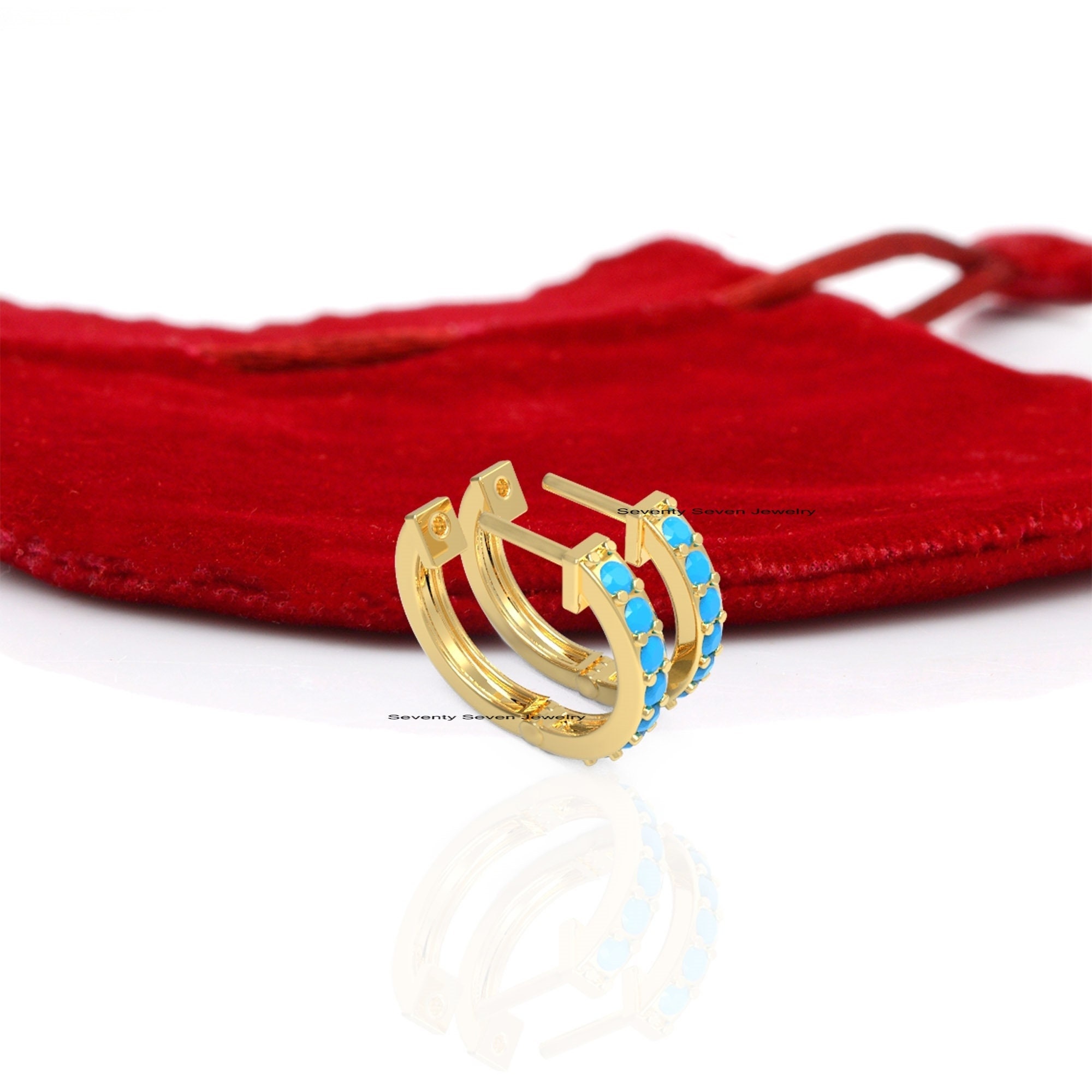 9K Gold Huggie Hoop Earrings: Diamond & Gemstone - View 7 - Seventy Seven Jewelry | SKU: SSMJE917-9KYGDI-2026,SSMJE917-9KYGEM 9K Gold Huggie Hoop Earrings: Diamond & Gemstone - View 7 - Seventy Seven Jewelry | SKU: SSMJE917-9KYGDI-2026,SSMJE917-9KYGEM