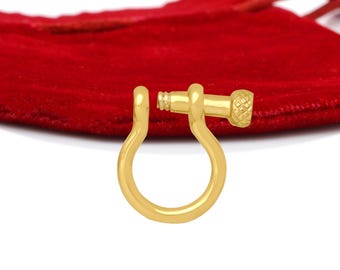 Cadeado de manilha de ouro 9K: suporte para pingente de âncora, conector de freio