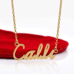 14K Gold Plated Custom Name Necklace, Custom Initial Necklace, Cursive Name Necklace, Personalized Nameplate Necklace, CALLIE Name Pendant