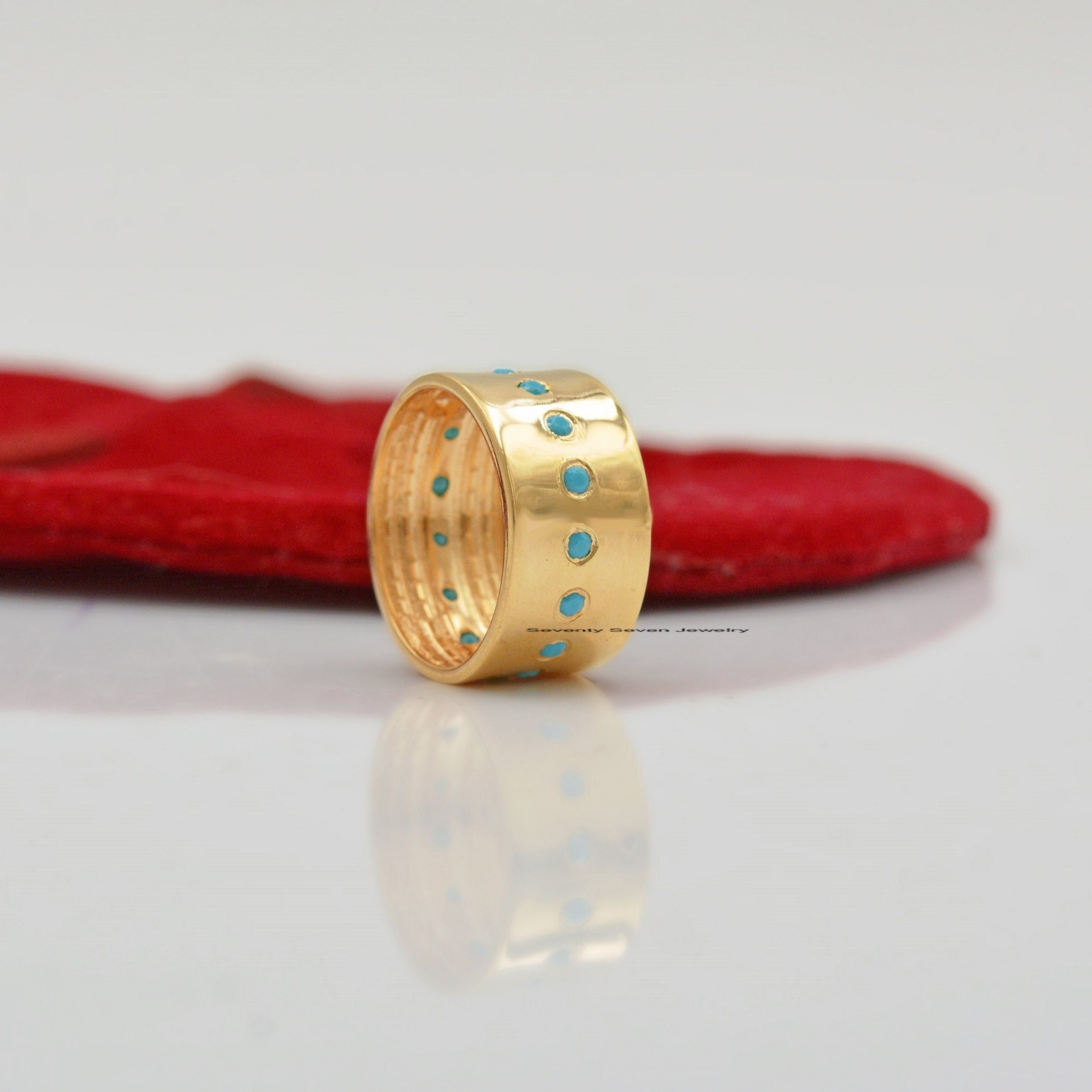 14K Gold Diamond Cigar Band, Bezel Ring - View 3 - Seventy Seven Jewelry | SKU: SSMJR41-14KYGDI-2026