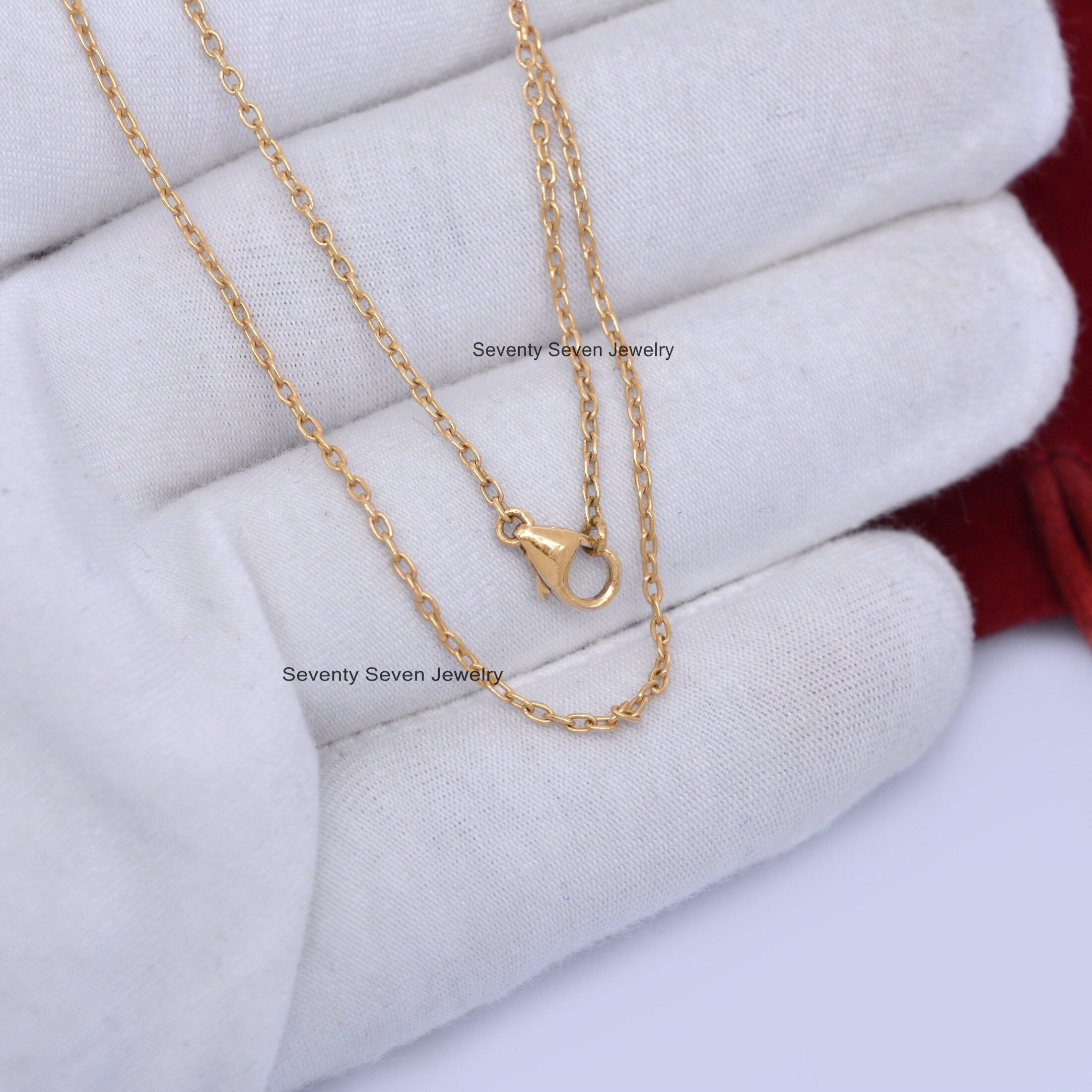 Sterling Silver Rolo Link Chain Necklace - 1MM Round Jewellery - View 4 - Seventy Seven Jewelry | SKU: SSG19-SLYG Sterling Silver Rolo Link Chain Necklace - 1MM Round Jewellery - View 4 - Seventy Seven Jewelry | SKU: SSG19-SLYG