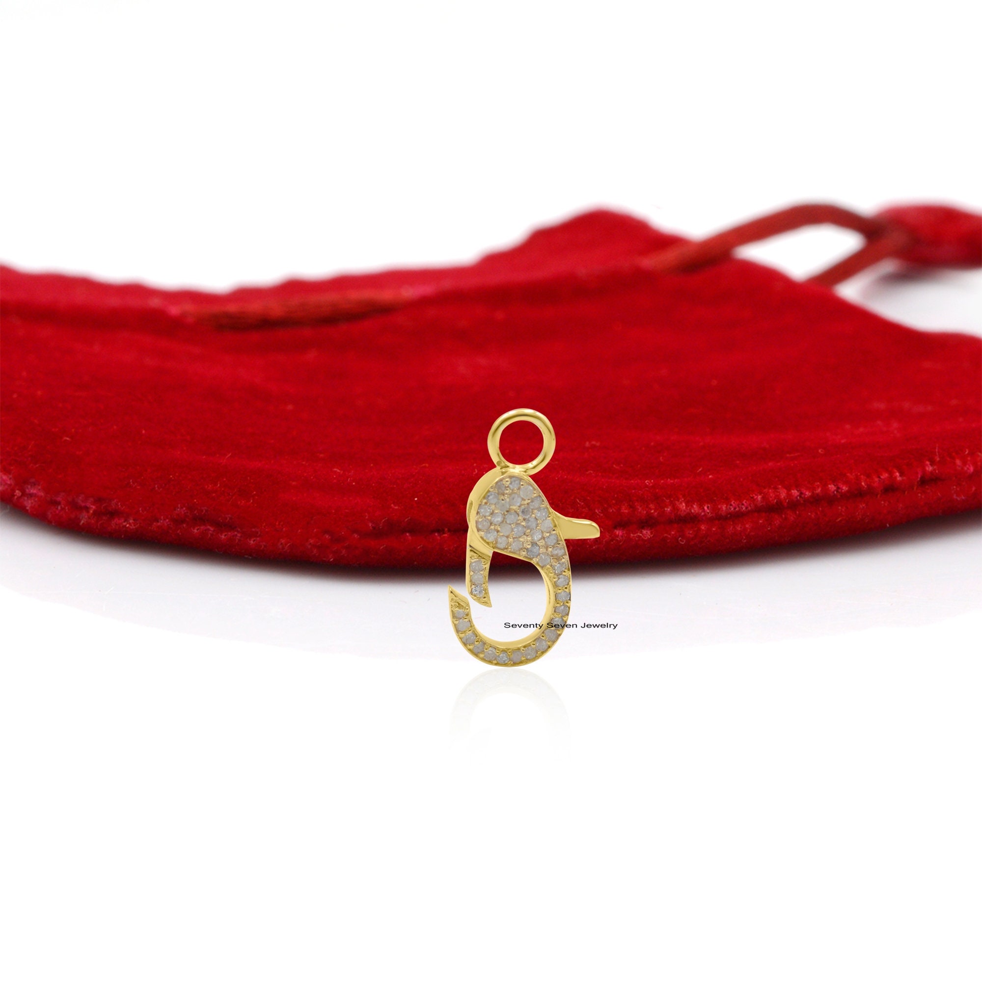 925 Silver Diamond Lobster Lock: Gemstone Clasp (22 MM) - View 4 - Seventy Seven Jewelry | SKU: SSMJF114-SLYGCZ,SSMJF114-SLYG 925 Silver Diamond Lobster Lock: Gemstone Clasp (22 MM) - View 4 - Seventy Seven Jewelry | SKU: SSMJF114-SLYGCZ,SSMJF114-SLYG