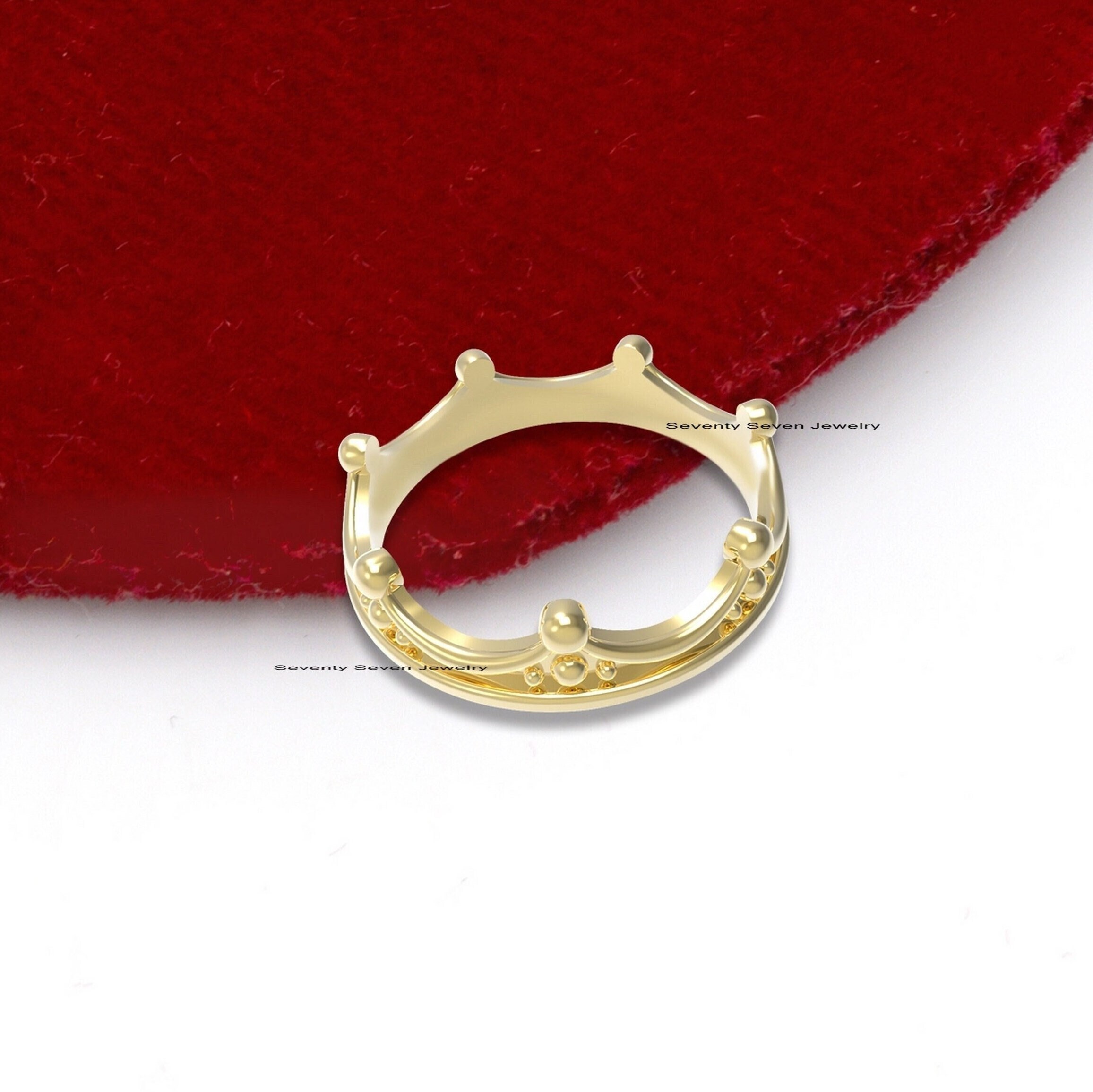 Sterling Silver Crown Ring: Modern Princess Band - View 2 - Seventy Seven Jewelry | SKU: SSMJR427-SLYG-2026