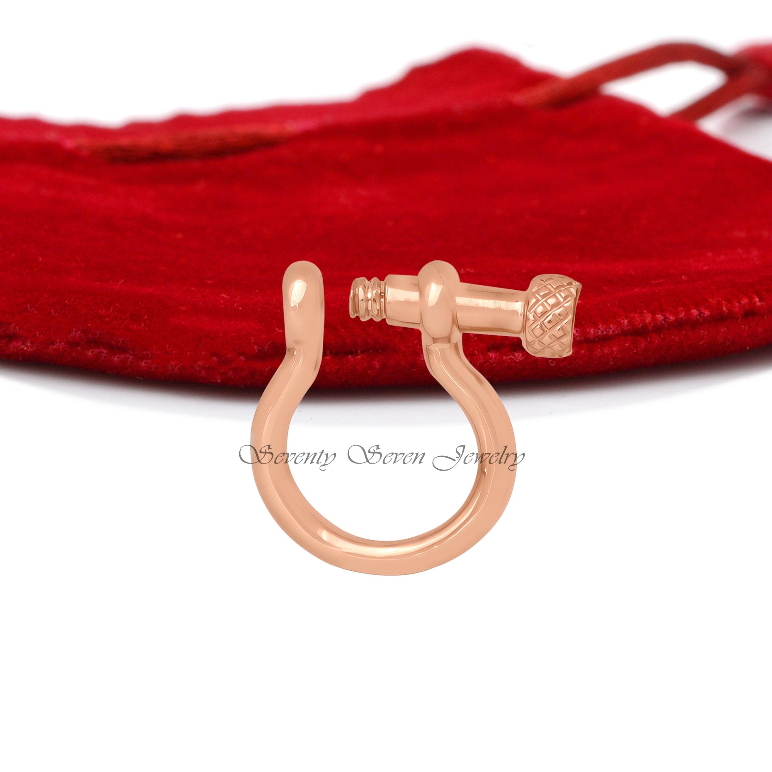 Sterling Silver Shackle Lock: Screw Carabiner Connector (25x20 MM) - View 3 - Seventy Seven Jewelry | SKU: SSMJP72-SLYG-2026 Sterling Silver Shackle Lock: Screw Carabiner Connector (25x20 MM) - View 3 - Seventy Seven Jewelry | SKU: SSMJP72-SLYG-2026
