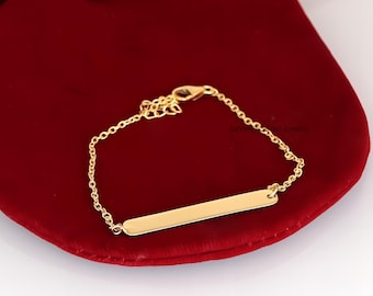 Pulsera con barra con nombre bañada en oro, pulsera grabada personalizada, pulsera con barra para nombres, pulsera personalizada