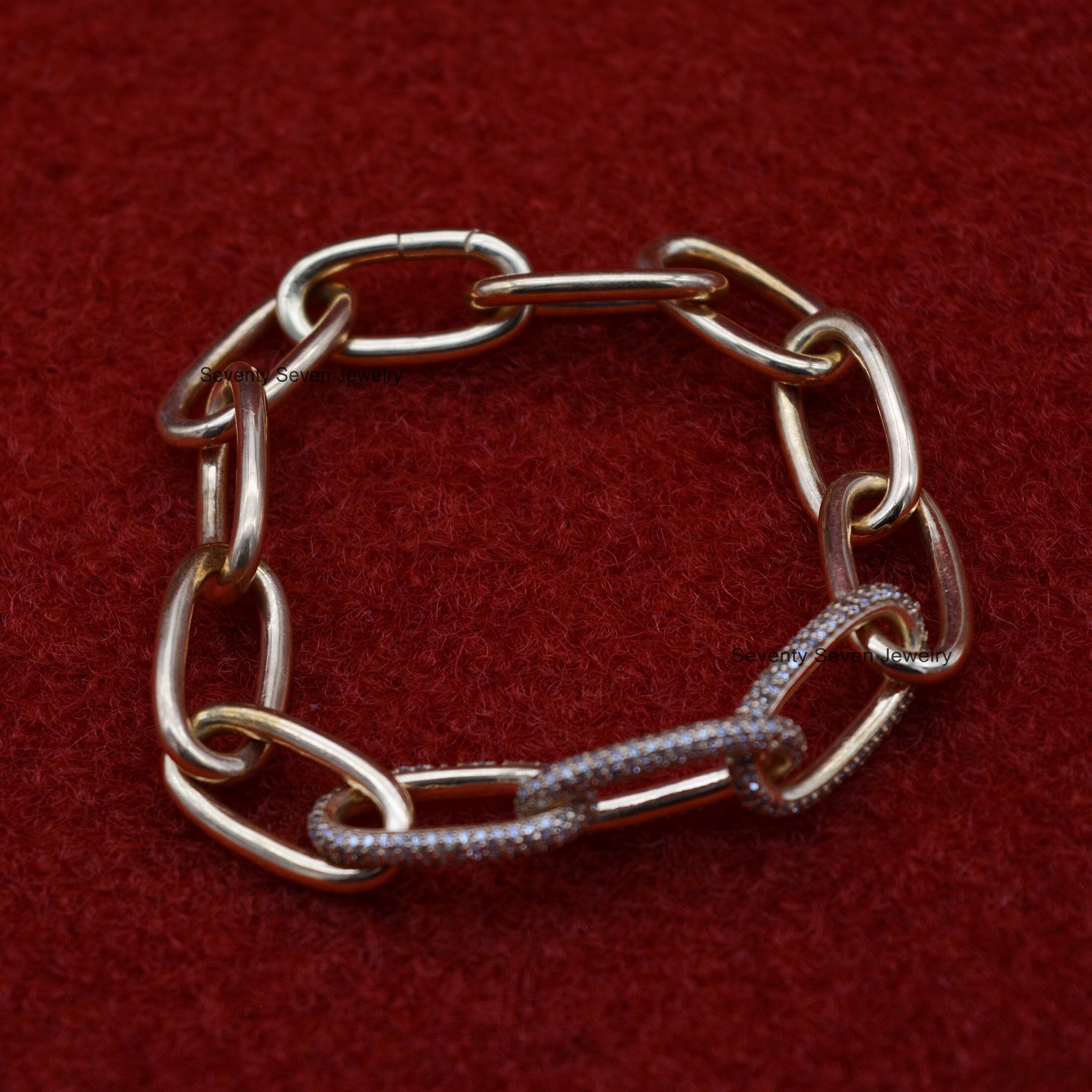 925 Silver Moissanite Oval Link Bracelet: Diamond Chain Jewelry - View 7 - Seventy Seven Jewelry | SKU: SSMJA06-SLYGMN-2026 925 Silver Moissanite Oval Link Bracelet: Diamond Chain Jewelry - View 7 - Seventy Seven Jewelry | SKU: SSMJA06-SLYGMN-2026