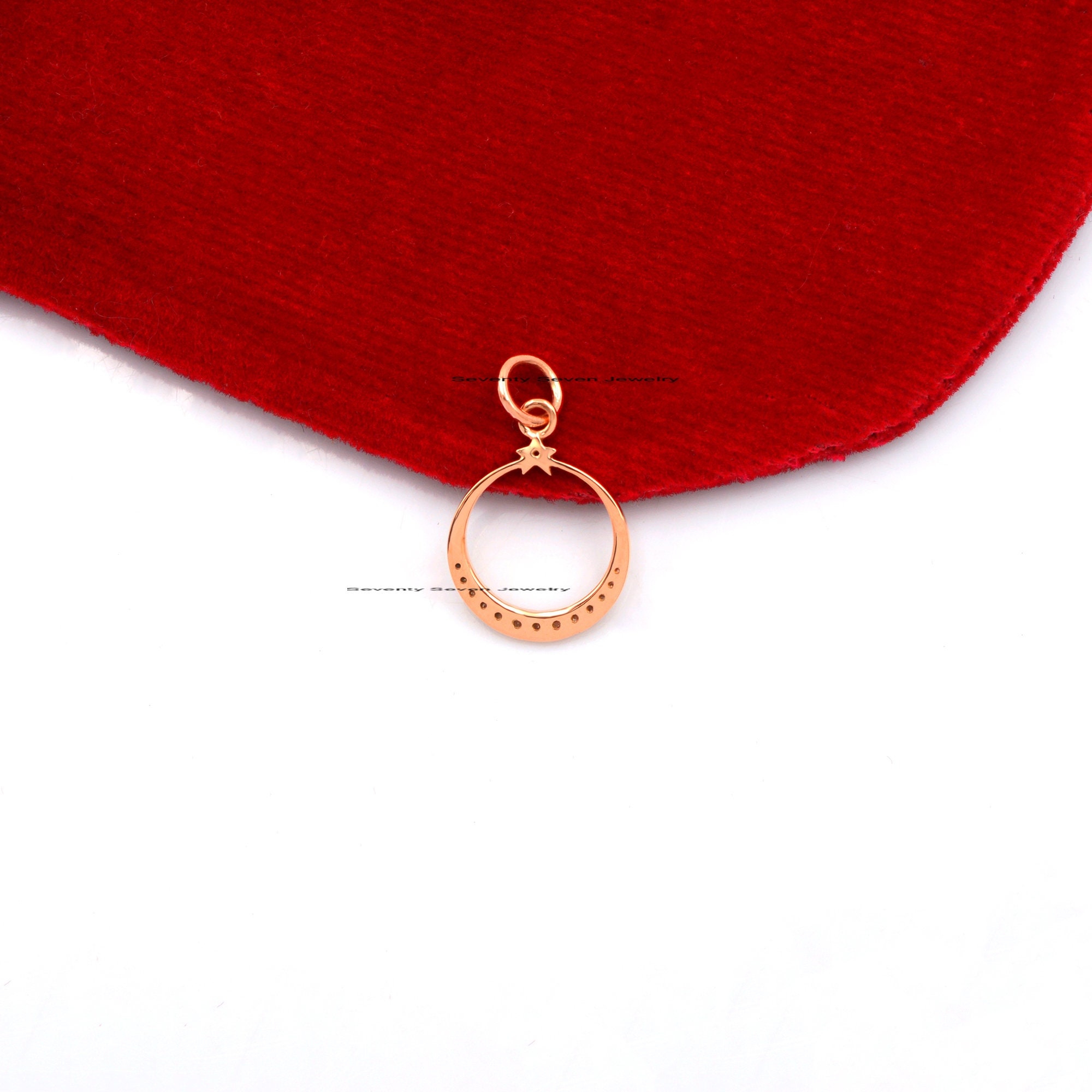 14K Gold Diamond Moon Star Pendant: Dainty Celestial Charm - View 6 - Seventy Seven Jewelry | SKU: SSMJP618-14KYGDI-2026 14K Gold Diamond Moon Star Pendant: Dainty Celestial Charm - View 6 - Seventy Seven Jewelry | SKU: SSMJP618-14KYGDI-2026