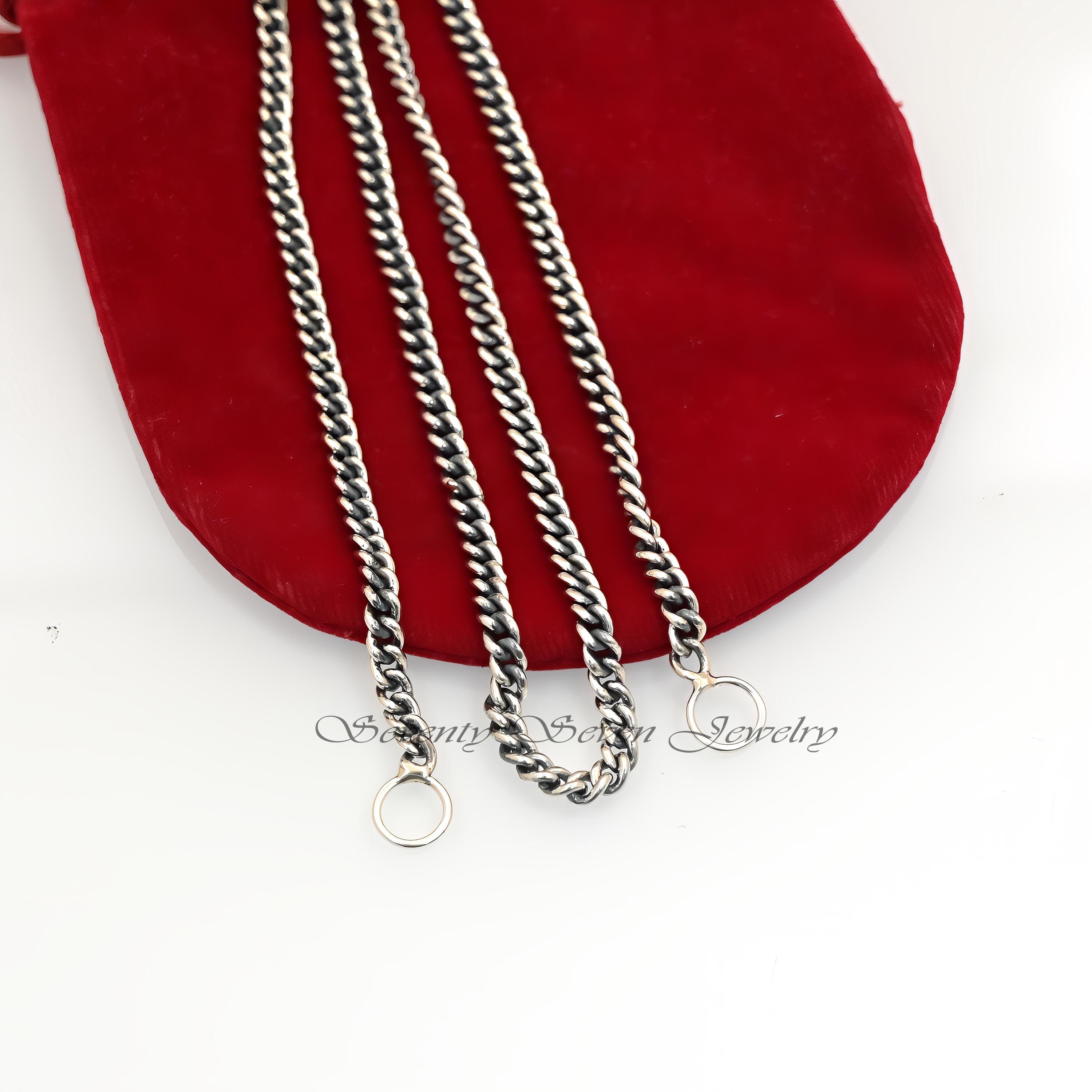 Oxidized Sterling Silver Curb Chain Necklace: Carabiner Lock - View 2 - Seventy Seven Jewelry | SKU: SSG17-SLOX-5M-16I-V Oxidized Sterling Silver Curb Chain Necklace: Carabiner Lock - View 2 - Seventy Seven Jewelry | SKU: SSG17-SLOX-5M-16I-V