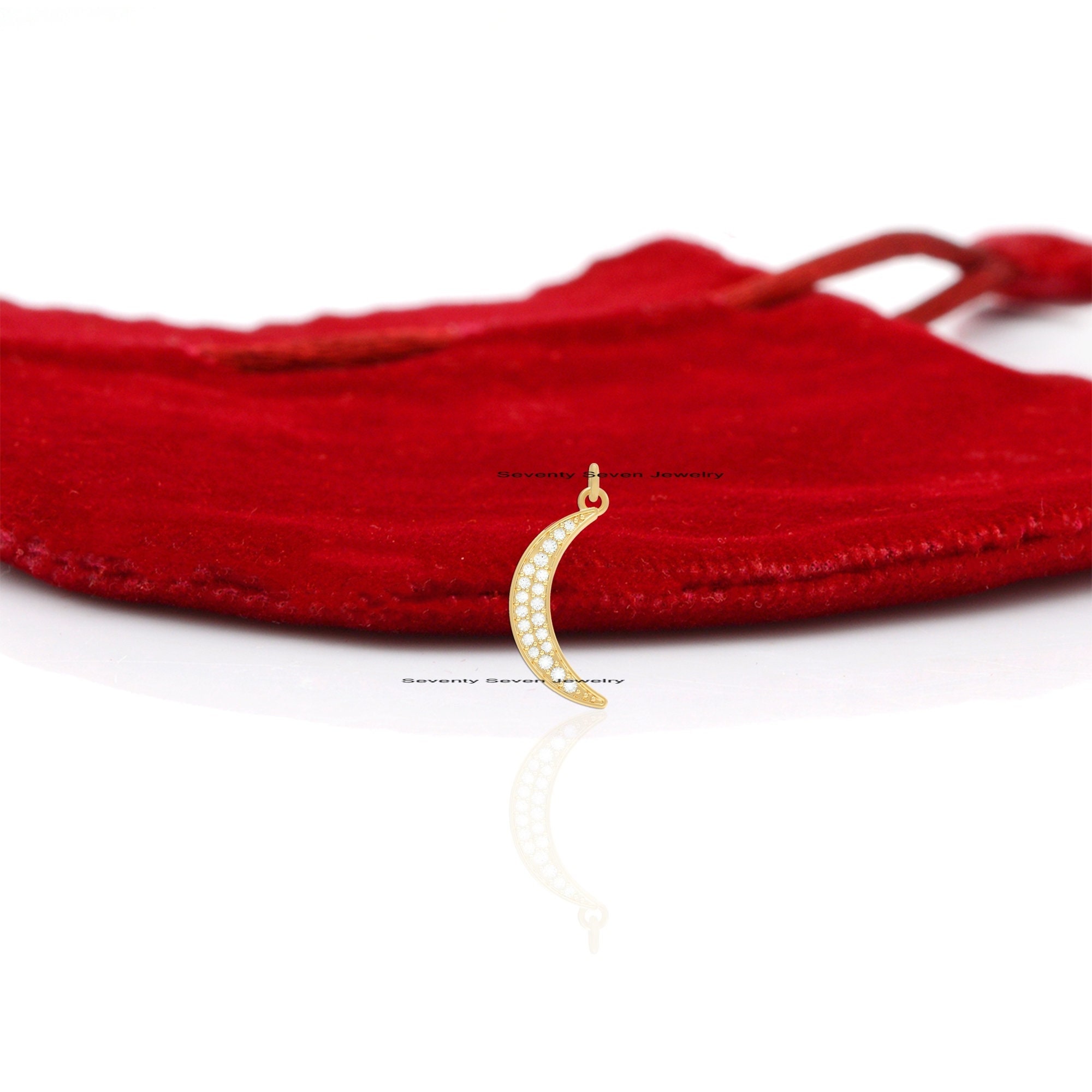 Diamond Crescent Moon Pendant: 925 Silver Gemstone Necklace - View 5 - Seventy Seven Jewelry | SKU: SSMJP589-SLYGDI-2026 Diamond Crescent Moon Pendant: 925 Silver Gemstone Necklace - View 5 - Seventy Seven Jewelry | SKU: SSMJP589-SLYGDI-2026
