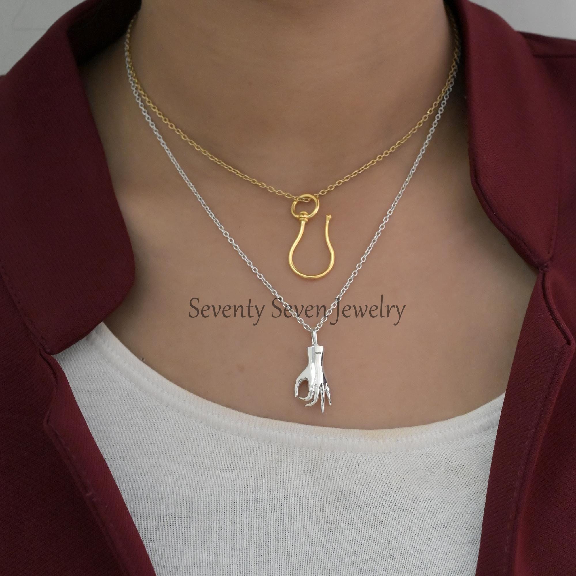 925 Silver Shepherd Hook Pendant: Charm Holder, Anchor Enhancer (25mm) - View 2 - Seventy Seven Jewelry | SKU: SSMJP1147-SLNS 925 Silver Shepherd Hook Pendant: Charm Holder, Anchor Enhancer (25mm) - View 2 - Seventy Seven Jewelry | SKU: SSMJP1147-SLNS