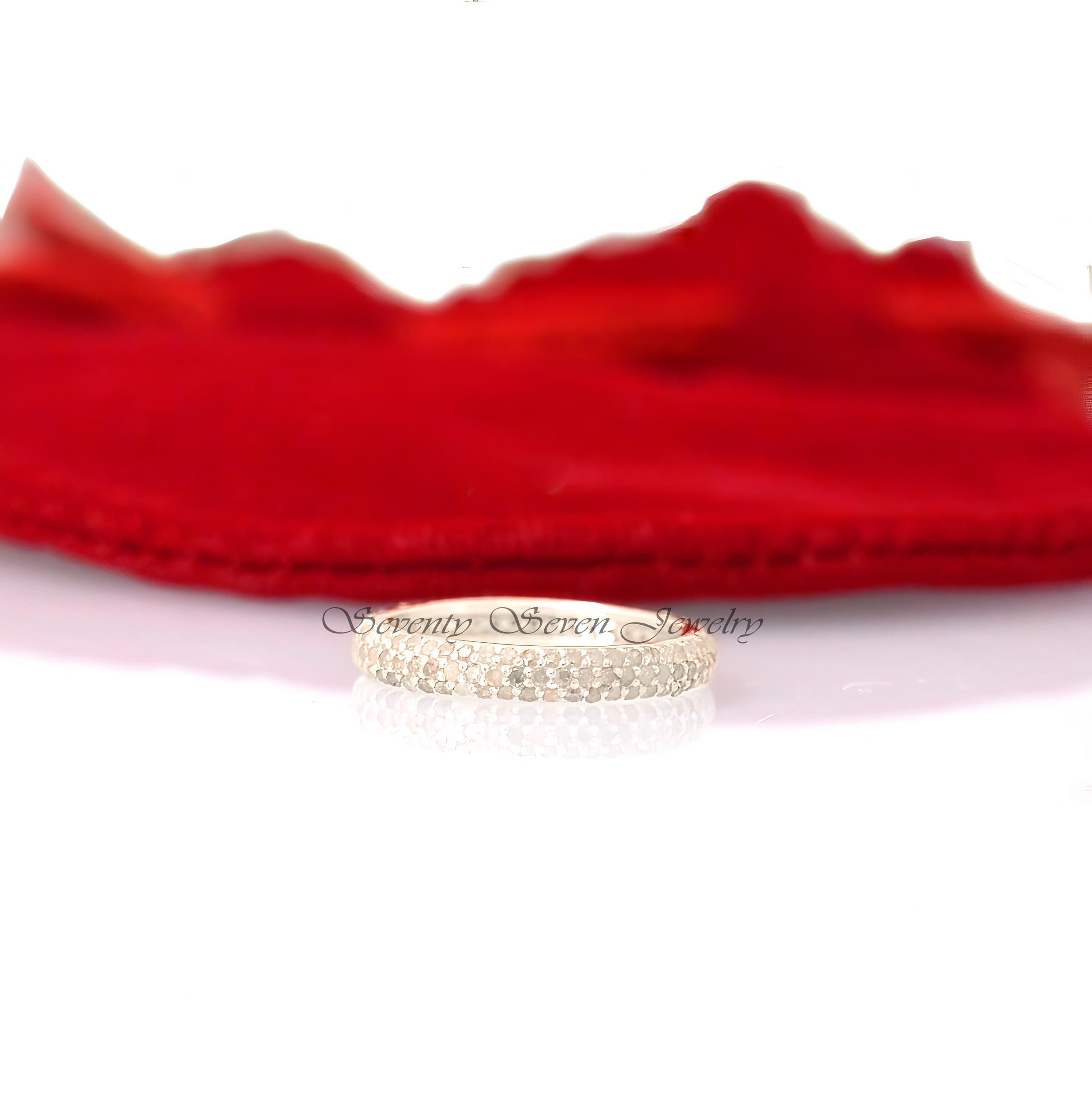 925 Silver Diamond Eternity Ring: Pave Stacking Band - View 7 - Seventy Seven Jewelry | SKU: SSMJR260-SLRHDI-2026 925 Silver Diamond Eternity Ring: Pave Stacking Band - View 7 - Seventy Seven Jewelry | SKU: SSMJR260-SLRHDI-2026