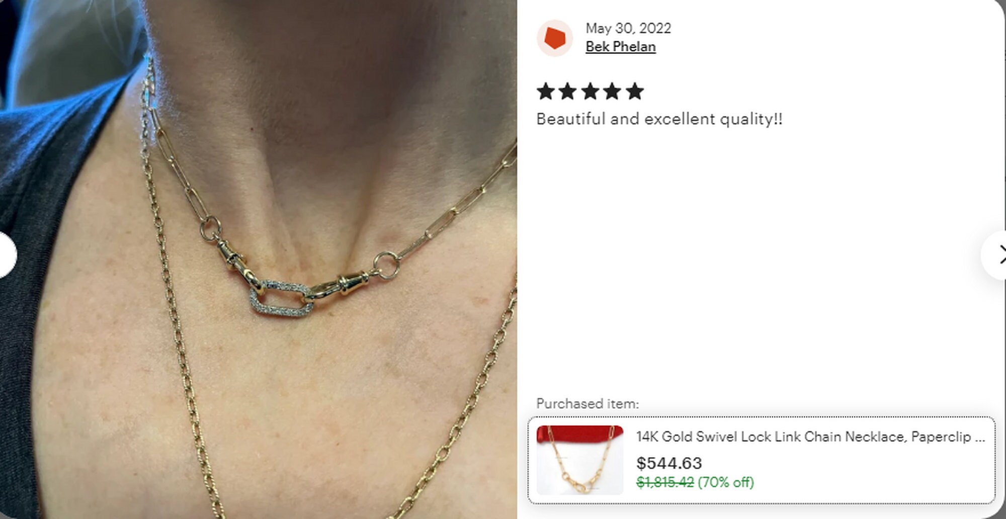 14K Gold Paperclip Chain Necklace: Swivel Lock Oval Link - View 6 - Seventy Seven Jewelry | SKU: SSG2-14KYG-11M-18I-F214-2Q-1 14K Gold Paperclip Chain Necklace: Swivel Lock Oval Link - View 6 - Seventy Seven Jewelry | SKU: SSG2-14KYG-11M-18I-F214-2Q-1