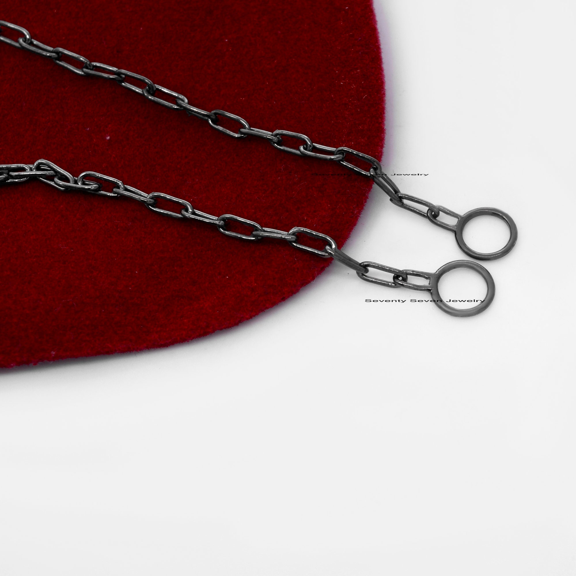 Sterling Silver Oval Link Chain Necklace: Carabiner Connector - View 5 - Seventy Seven Jewelry | SKU: SSG6A-SLYG-6.6M-18I-V