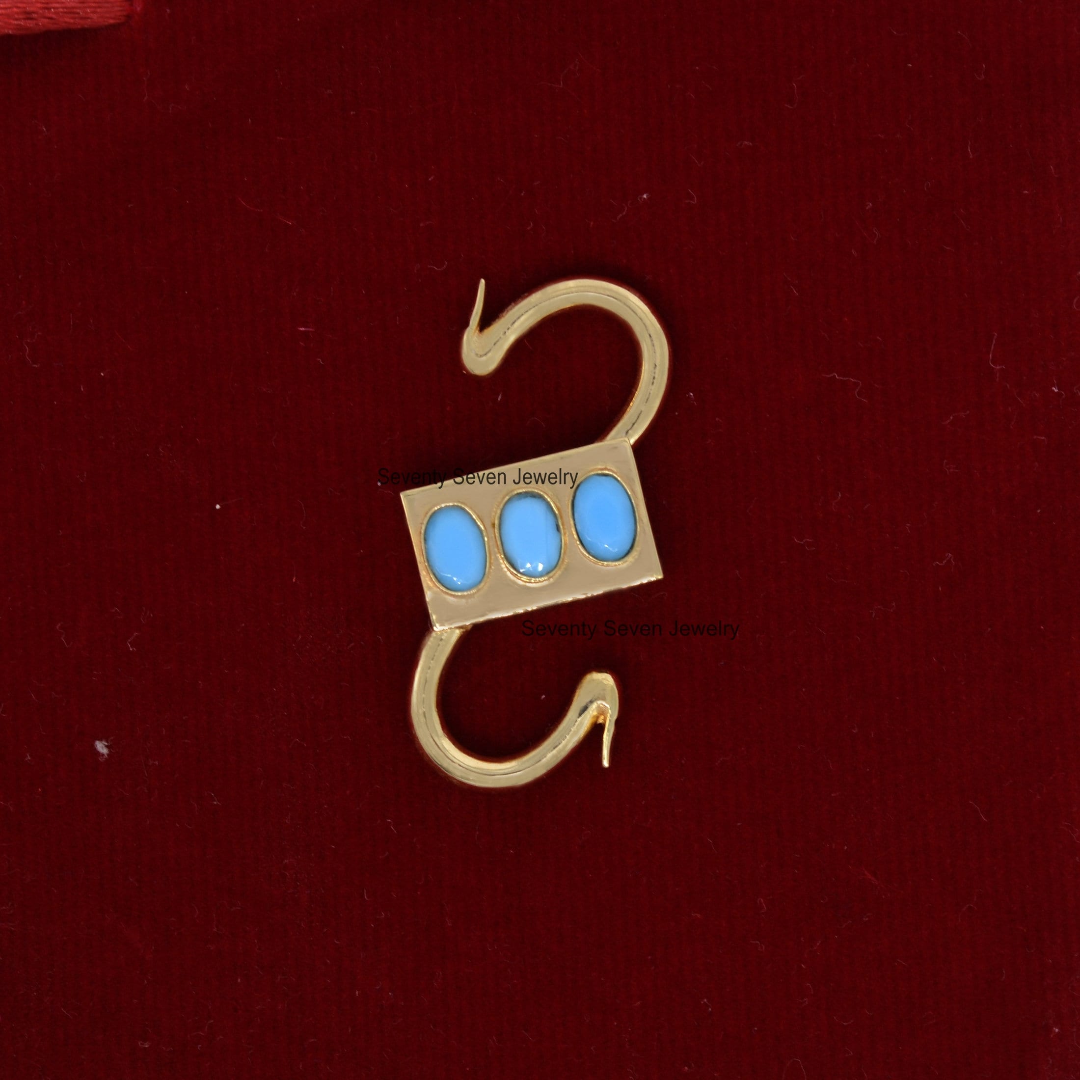 14k Gold Vermeil Turquoise Padlock Pendant: Openable Sterling Silver Charm - View 6 - Seventy Seven Jewelry | SKU: SSMJP31-SL 14k Gold Vermeil Turquoise Padlock Pendant: Openable Sterling Silver Charm - View 6 - Seventy Seven Jewelry | SKU: SSMJP31-SL