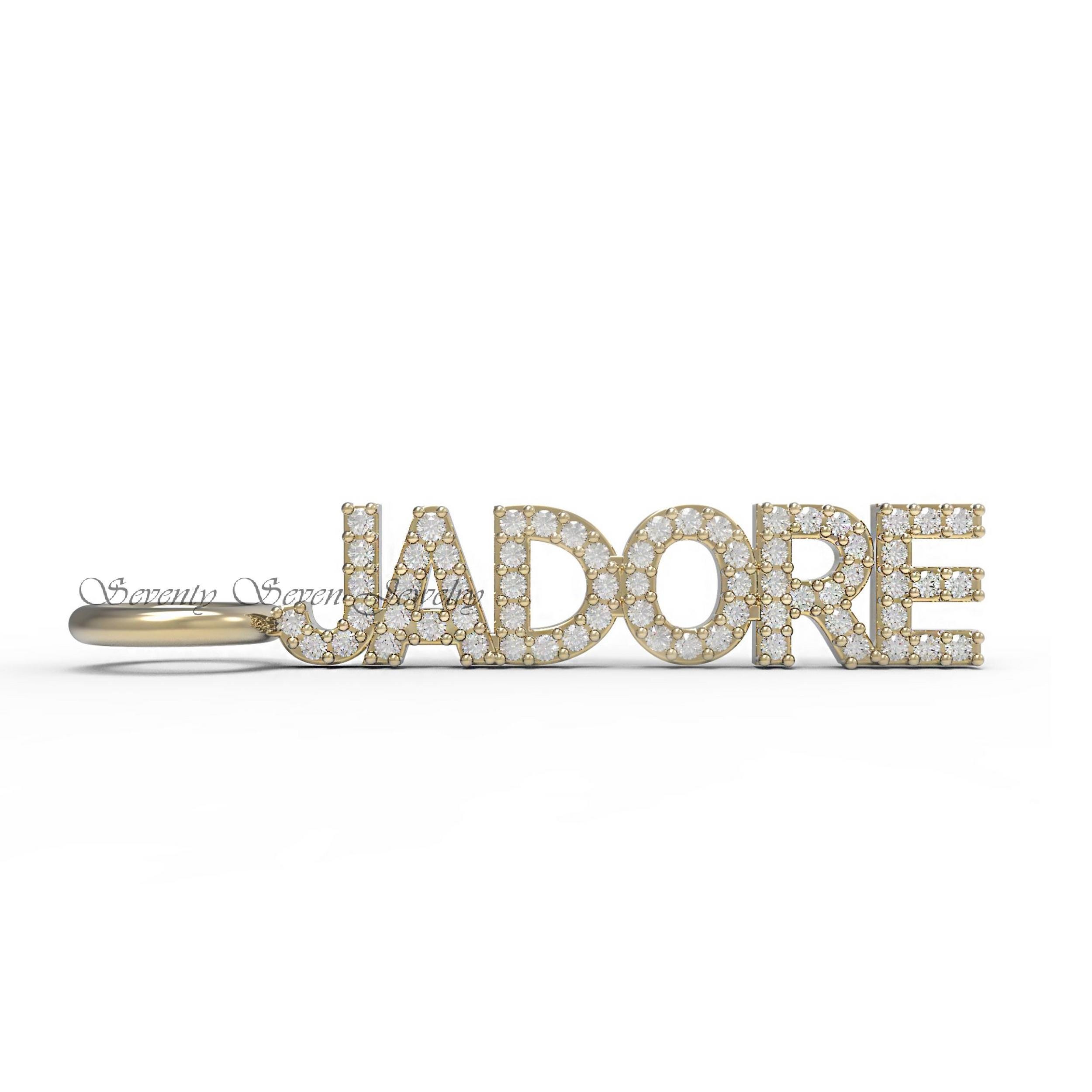 925 Silver Jadore Name Pendant: Pave Letter Necklace - View 2 - Seventy Seven Jewelry | SKU: SSMJP521-SLYGCZ-2026