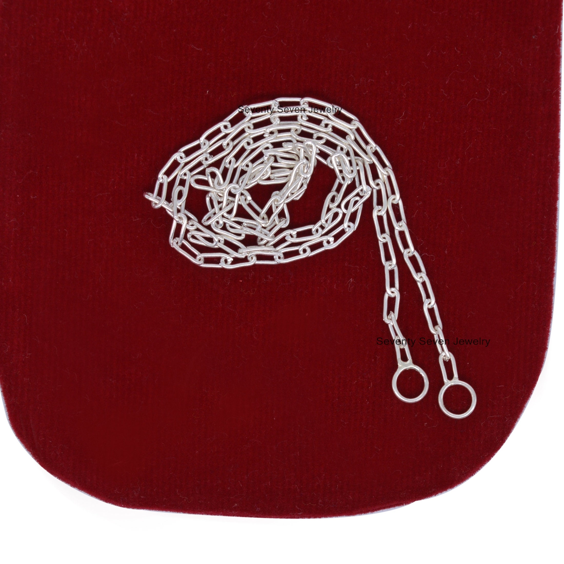 Sterling Silver Oval Link Chain Necklace: Carabiner Connector - View 6 - Seventy Seven Jewelry | SKU: SSG6A-SLYG-6.6M-18I-V