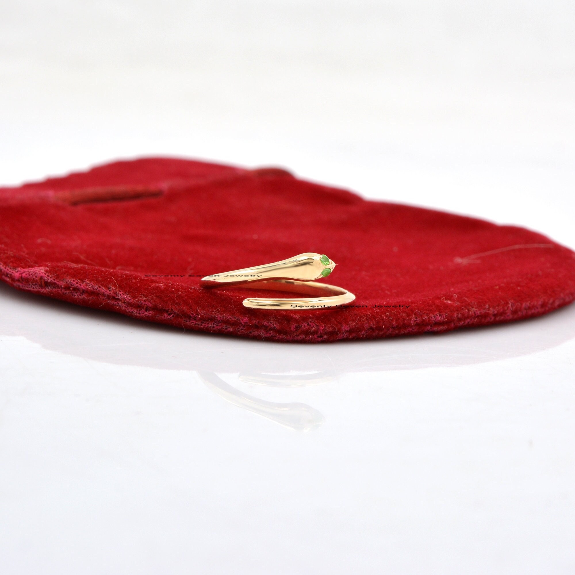 14K Solid Gold Diamond Snake Ring: Minimalist Jewelry - View 5 - Seventy Seven Jewelry | SKU: SSMJR03-14KYGDI-2026 14K Solid Gold Diamond Snake Ring: Minimalist Jewelry - View 5 - Seventy Seven Jewelry | SKU: SSMJR03-14KYGDI-2026