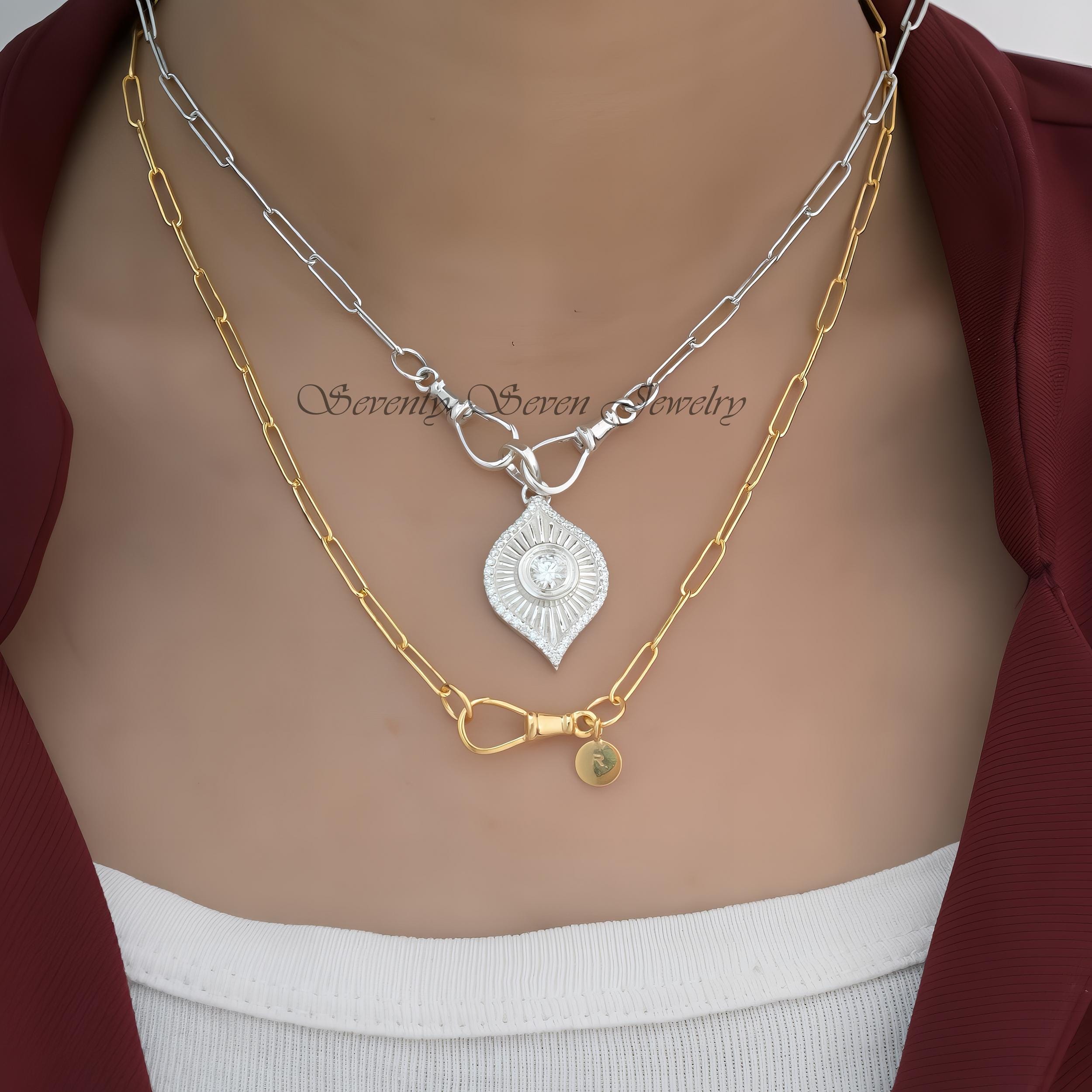 14K Gold Moissanite Evil Eye Pendant: Fluted Protection Charm - View 2 - Seventy Seven Jewelry | SKU: SSMJP2510-SLYGMN-1\2026