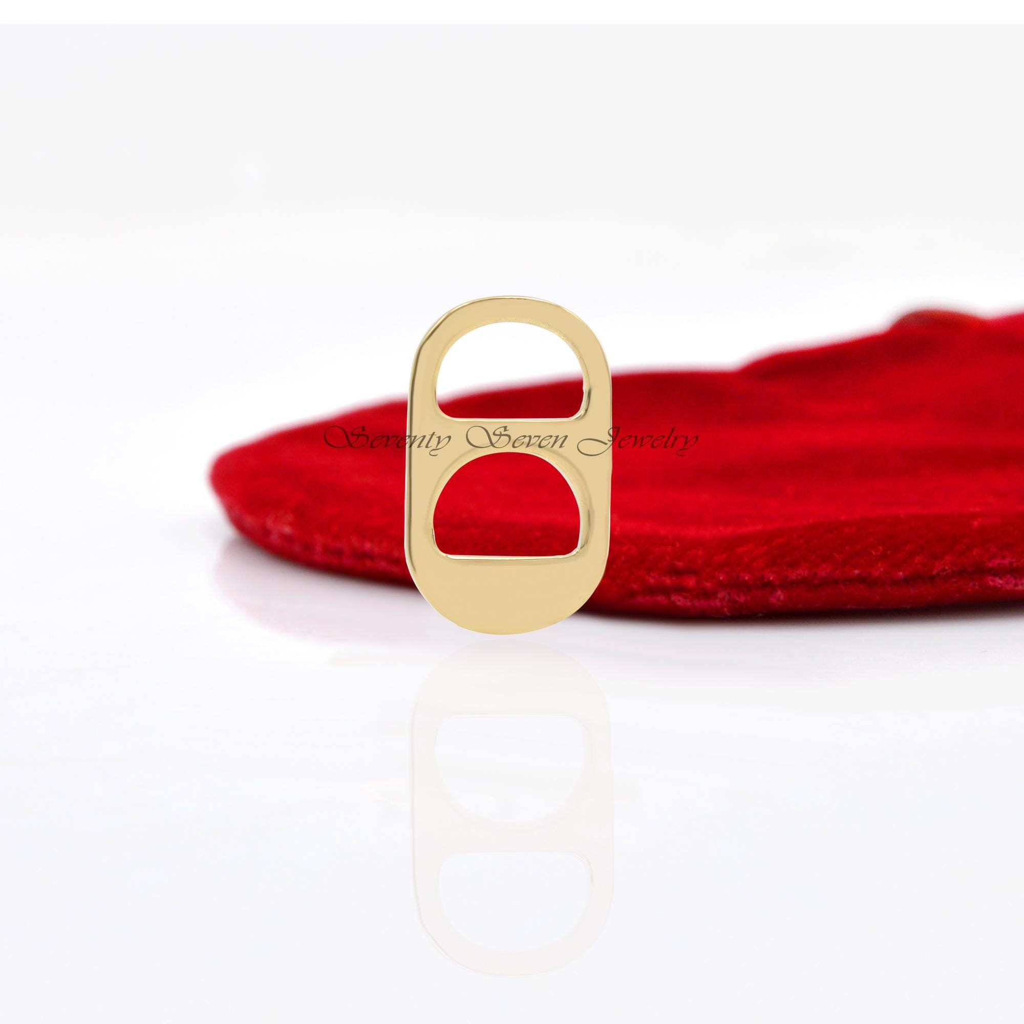 9K Gold Soda Tab Charm: Pop Top Pendant, 22MM - View 6 - Seventy Seven Jewelry | SKU: SSMJF203-9KYG-2026 9K Gold Soda Tab Charm: Pop Top Pendant, 22MM - View 6 - Seventy Seven Jewelry | SKU: SSMJF203-9KYG-2026