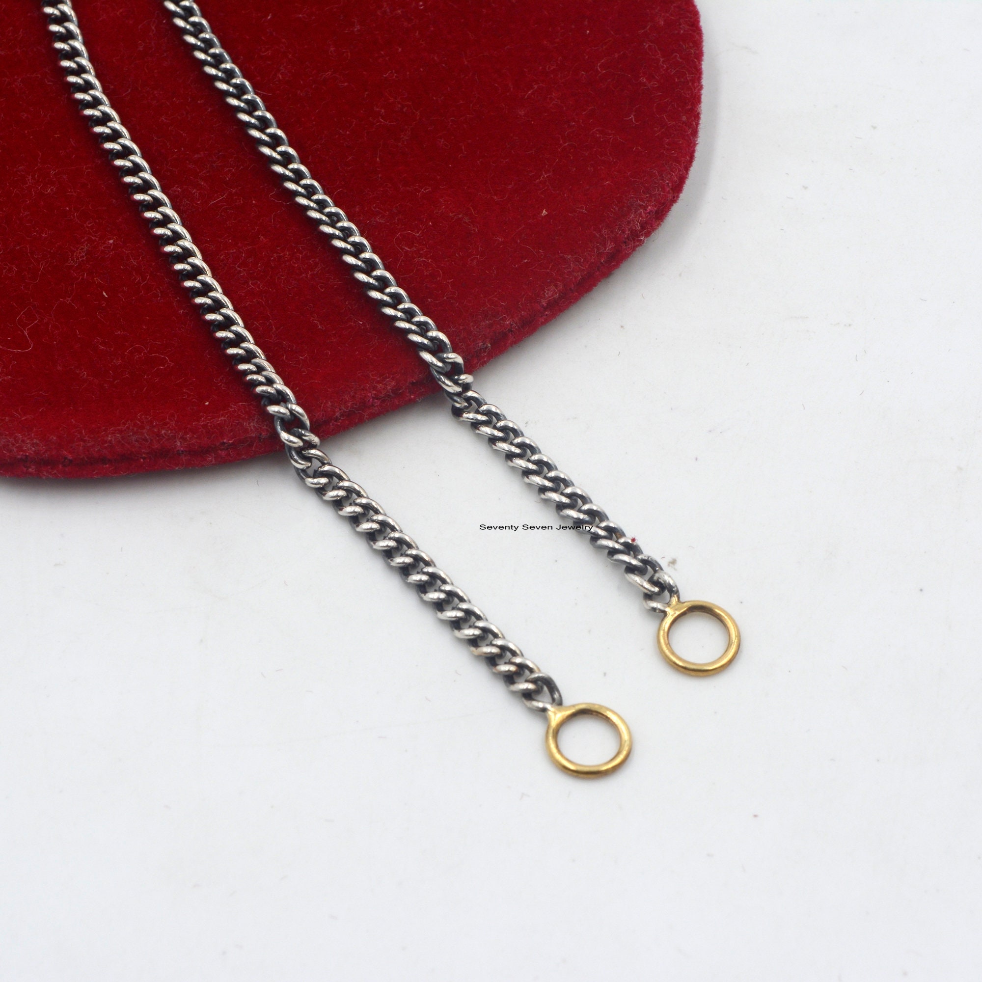 Handmade 925 Silver Curb Chain Necklace: 3MM Link, Carabiner Lock - View 6 - Seventy Seven Jewelry | SKU: SSG17-SLOXYG-16I-V Handmade 925 Silver Curb Chain Necklace: 3MM Link, Carabiner Lock - View 6 - Seventy Seven Jewelry | SKU: SSG17-SLOXYG-16I-V