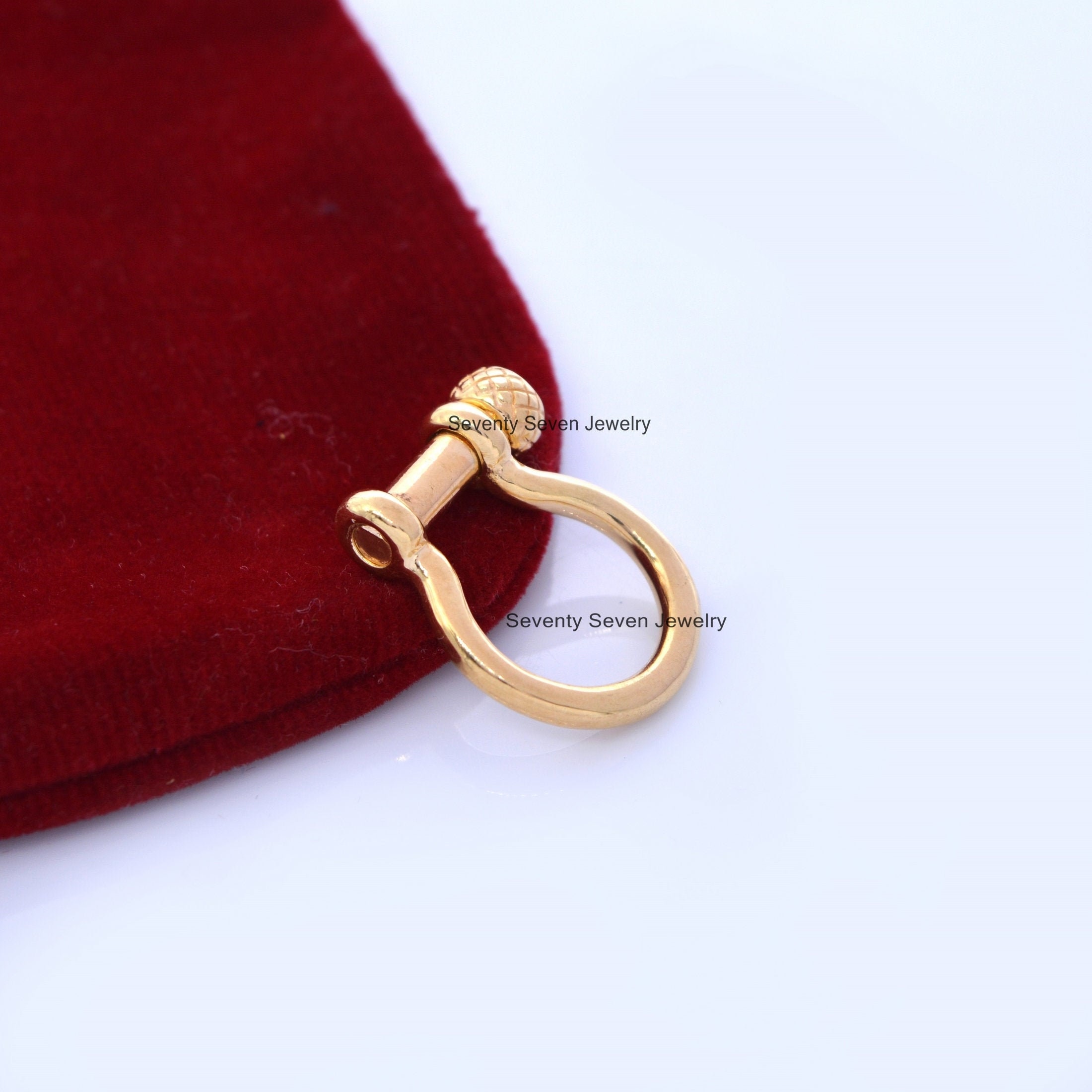 9K Gold Shackle Lock: Anchor Charm Holder, Snaffle Connector - View 2 - Seventy Seven Jewelry | SKU: SSMJH72-9KYG-2026 9K Gold Shackle Lock: Anchor Charm Holder, Snaffle Connector - View 2 - Seventy Seven Jewelry | SKU: SSMJH72-9KYG-2026