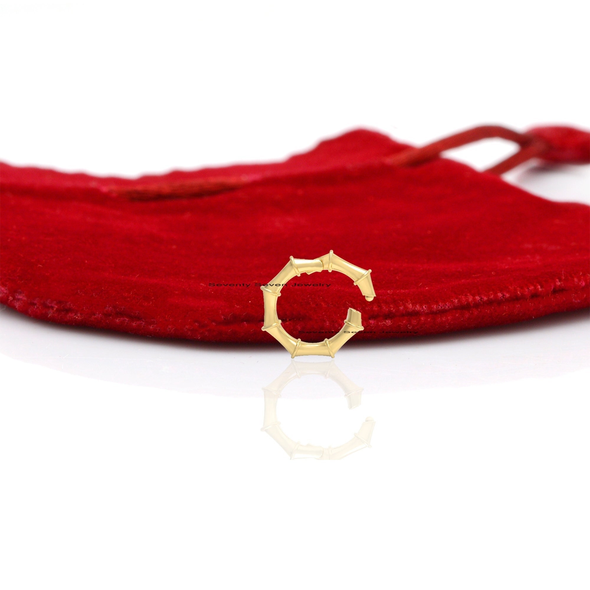 Sterling Silver Bamboo Circle Charm Holder - 14mm - View 4 - Seventy Seven Jewelry | SKU: SSMJP936-SLYG-14M-2026 Sterling Silver Bamboo Circle Charm Holder - 14mm - View 4 - Seventy Seven Jewelry | SKU: SSMJP936-SLYG-14M-2026