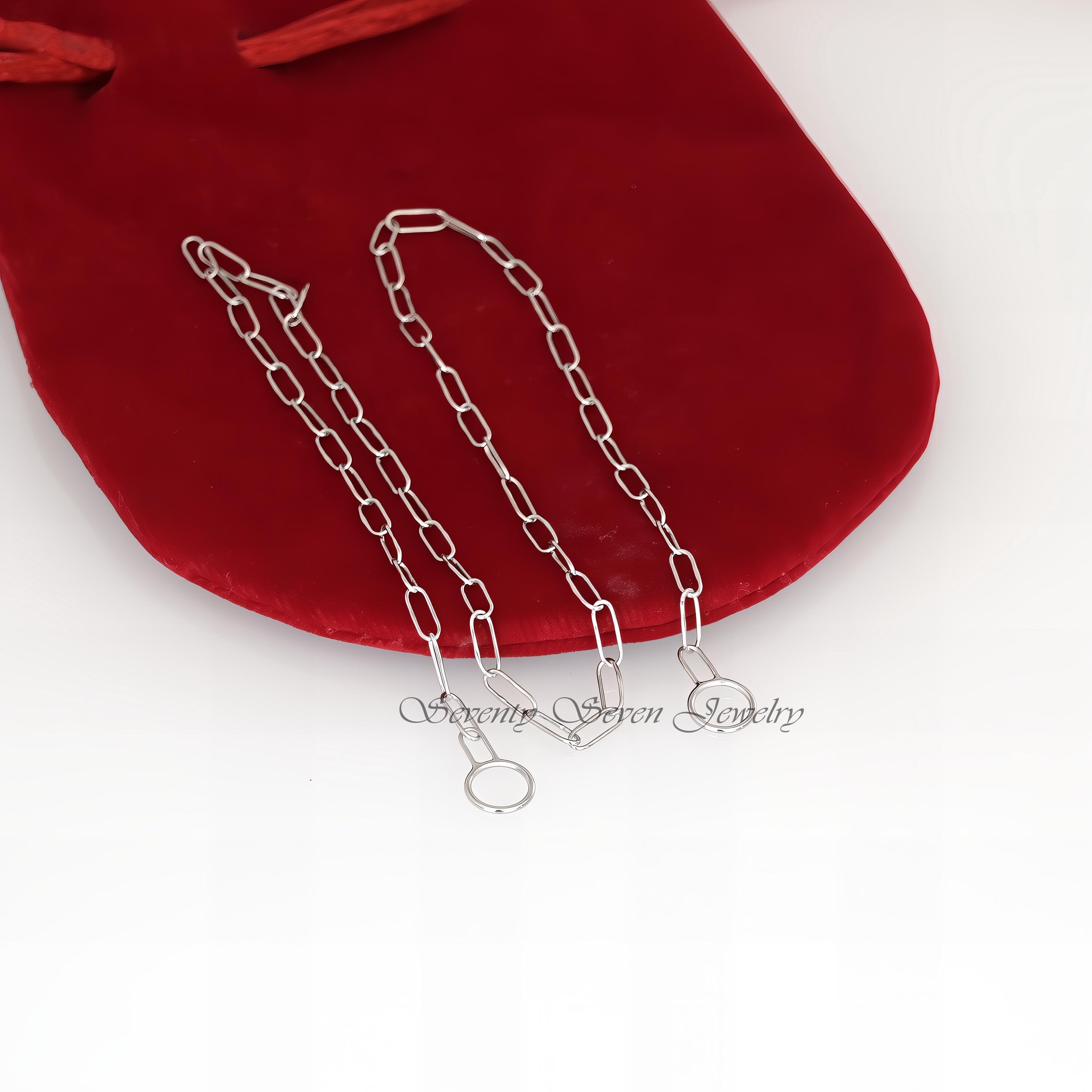 Solid 14K Gold Paper Clip Chain, Oval Link Necklace - View 6 - Seventy Seven Jewelry | SKU: SSG49-14KYG-6.6M-18I-2026 Solid 14K Gold Paper Clip Chain, Oval Link Necklace - View 6 - Seventy Seven Jewelry | SKU: SSG49-14KYG-6.6M-18I-2026