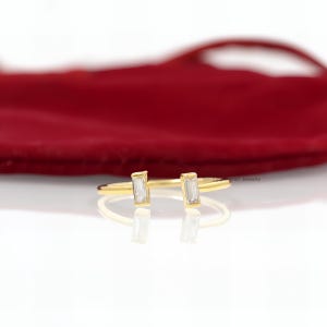 Baguette White Topaz Open Ring: 925 Sterling Silver