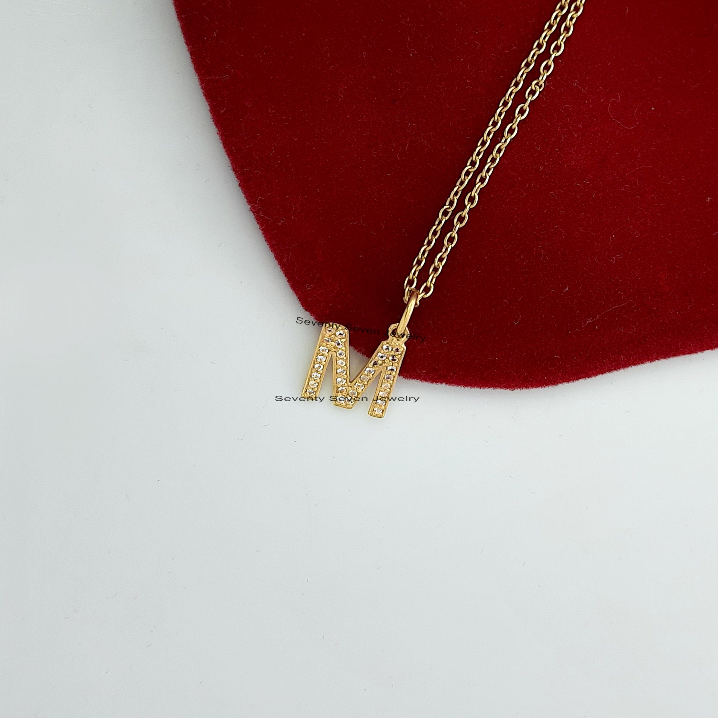 925 Silver Diamond Initial Letter Pendant - Personalized Charm - View 6 - Seventy Seven Jewelry | SKU: SSMJP665-SLYGDI-2026 925 Silver Diamond Initial Letter Pendant - Personalized Charm - View 6 - Seventy Seven Jewelry | SKU: SSMJP665-SLYGDI-2026