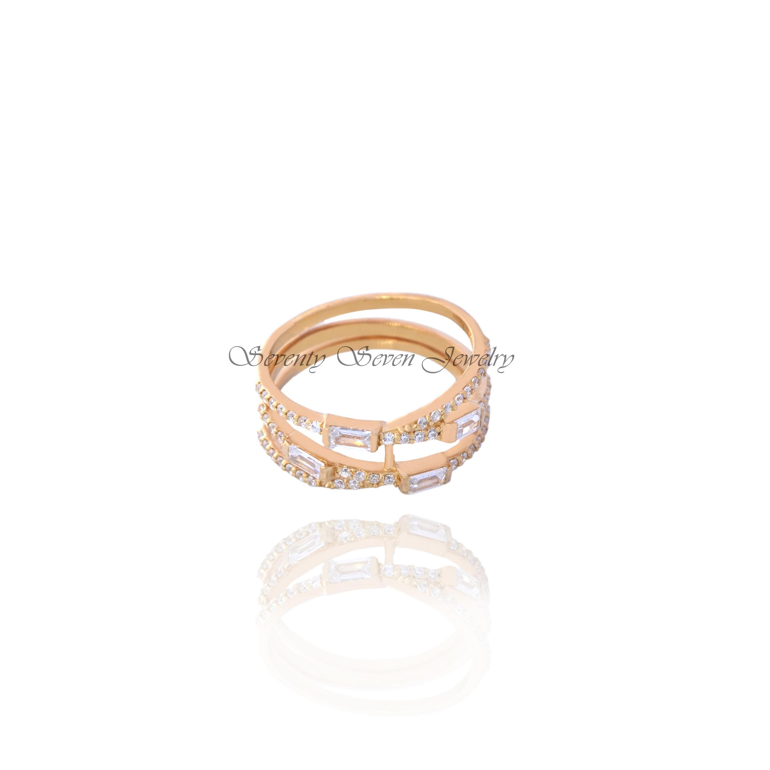925 Silver Cubic Zircon Ring: Multi Row Baguette Eternity Band - View 2 - Seventy Seven Jewelry | SKU: SSMJR14-SLYGCZBTT-2026 925 Silver Cubic Zircon Ring: Multi Row Baguette Eternity Band - View 2 - Seventy Seven Jewelry | SKU: SSMJR14-SLYGCZBTT-2026