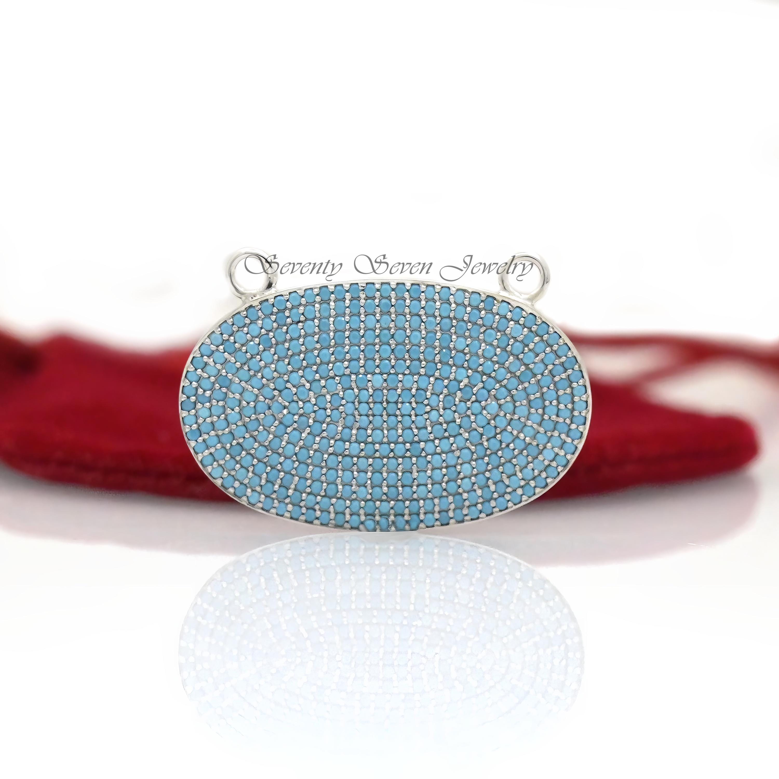 925 Silver Pave Diamond Pendant: Oval or Bar Connector - View 6 - Seventy Seven Jewelry | SKU: SSMJP560-SLYGDI-2026 925 Silver Pave Diamond Pendant: Oval or Bar Connector - View 6 - Seventy Seven Jewelry | SKU: SSMJP560-SLYGDI-2026