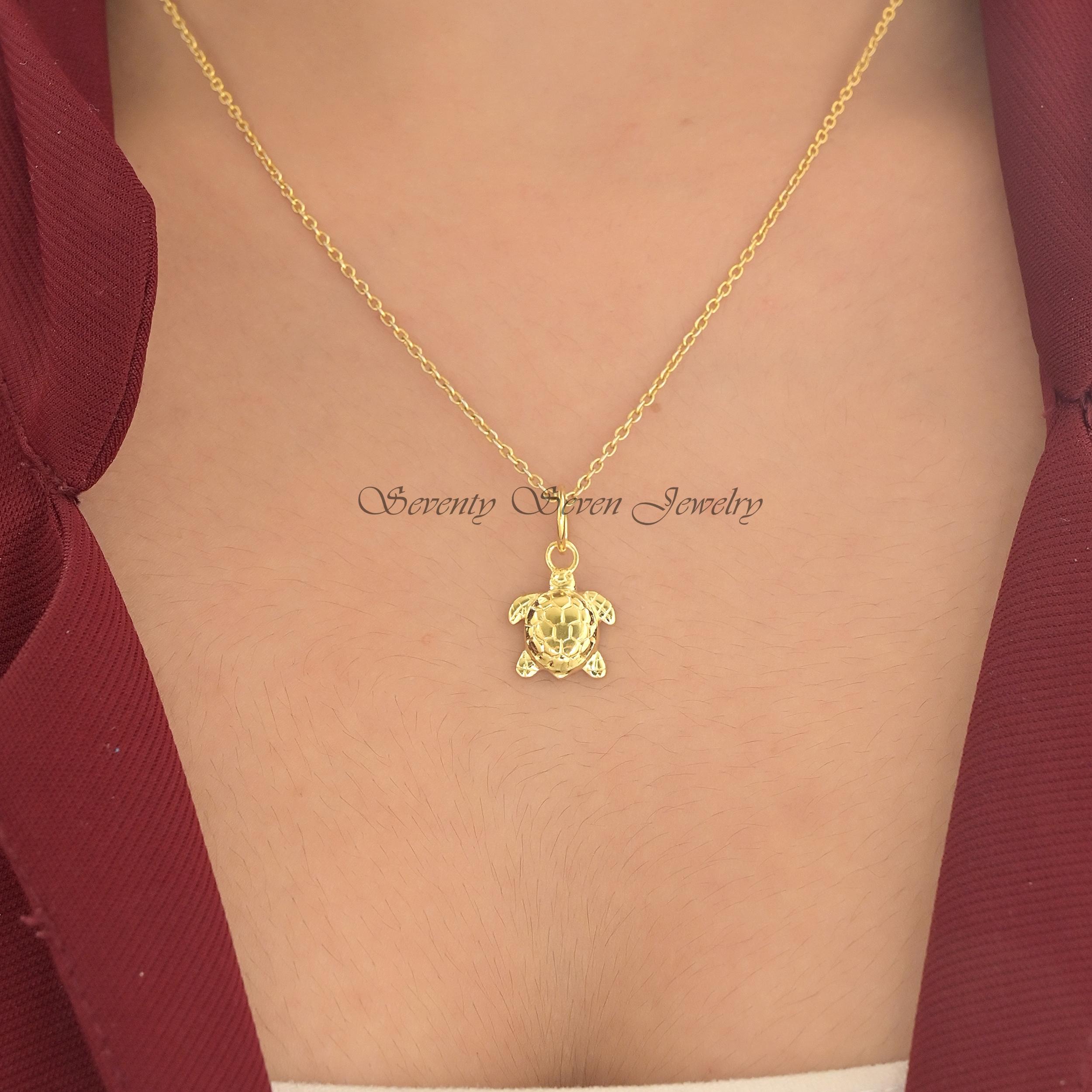 14k Gold Plated Turtle Pendant: Sea Charm Jewellery - View 2 - Seventy Seven Jewelry | SKU: SSMJP5176-SLYG-20M 14k Gold Plated Turtle Pendant: Sea Charm Jewellery - View 2 - Seventy Seven Jewelry | SKU: SSMJP5176-SLYG-20M