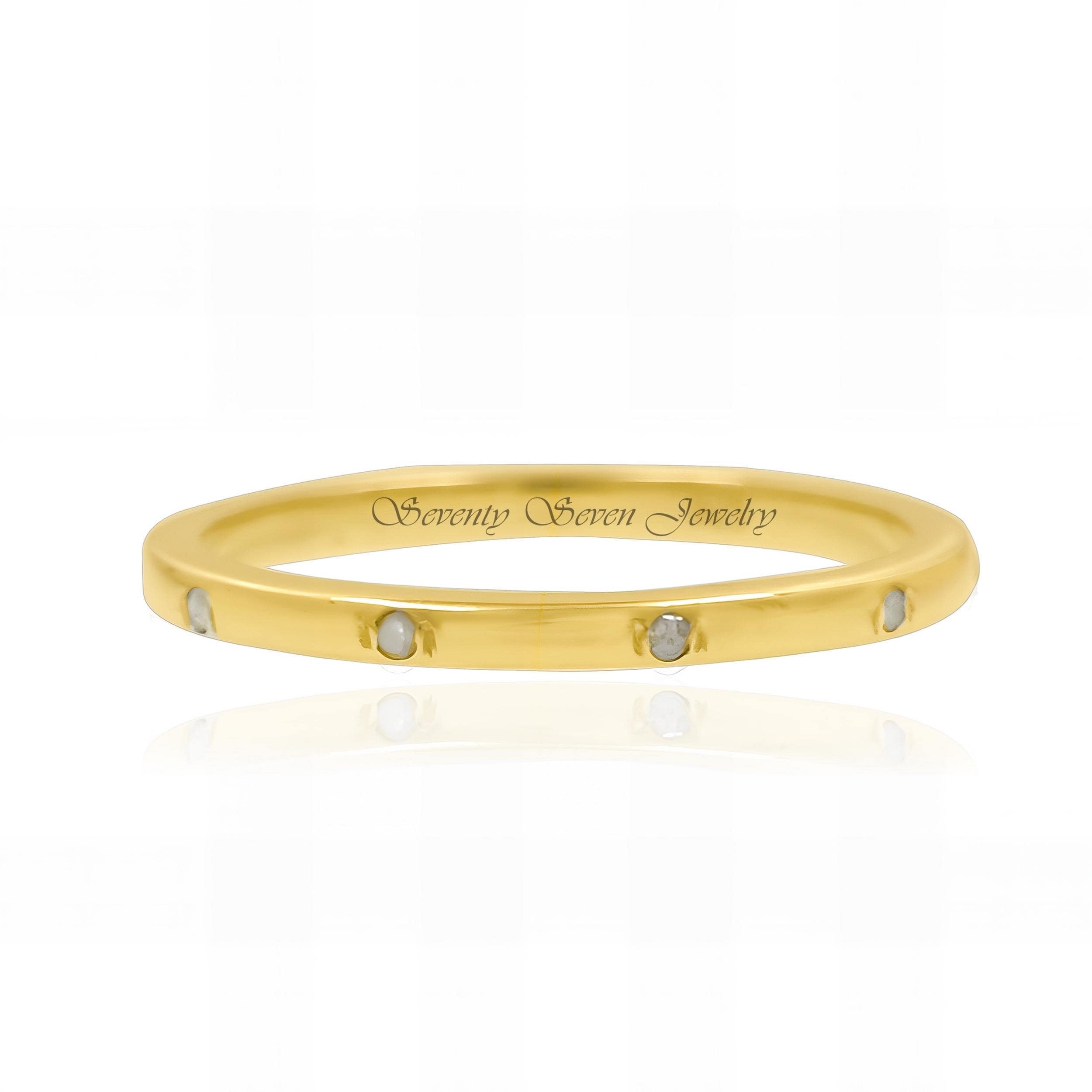9k Gold Diamond Band Ring: Delicate Half Eternity Promise - View 5 - Seventy Seven Jewelry | SKU: SSMJR08-9KYGDI-2026 9k Gold Diamond Band Ring: Delicate Half Eternity Promise - View 5 - Seventy Seven Jewelry | SKU: SSMJR08-9KYGDI-2026