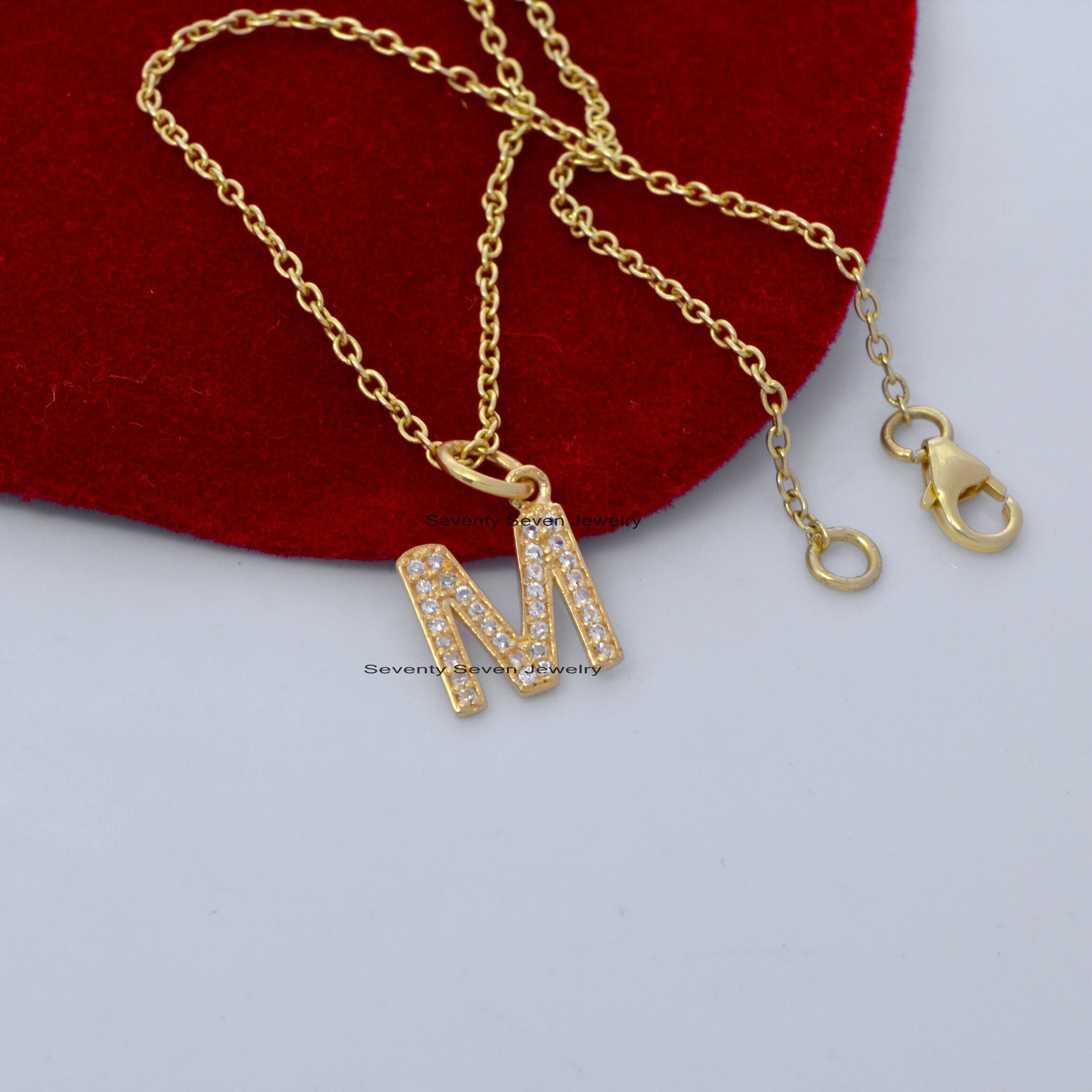 925 Silver Diamond Initial Letter Pendant - Personalized Charm - View 4 - Seventy Seven Jewelry | SKU: SSMJP665-SLYGDI-2026 925 Silver Diamond Initial Letter Pendant - Personalized Charm - View 4 - Seventy Seven Jewelry | SKU: SSMJP665-SLYGDI-2026