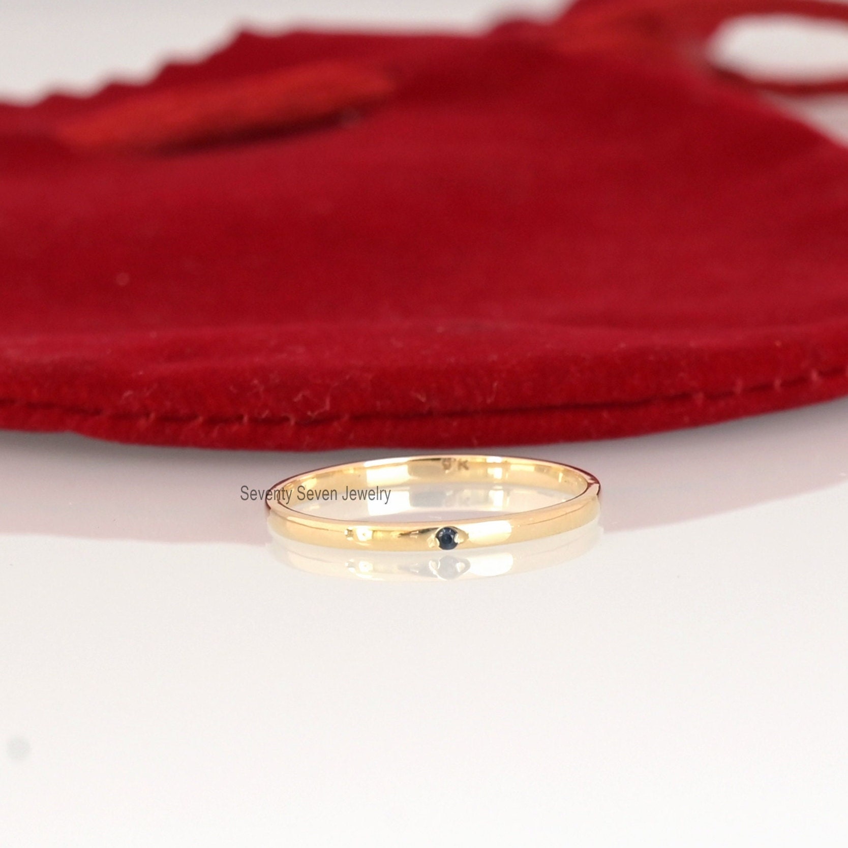 9K Gold Black Diamond Band Ring: Single Stone - View 2 - Seventy Seven Jewelry | SKU: SSMJR395-9KYGBDI-2026 9K Gold Black Diamond Band Ring: Single Stone - View 2 - Seventy Seven Jewelry | SKU: SSMJR395-9KYGBDI-2026