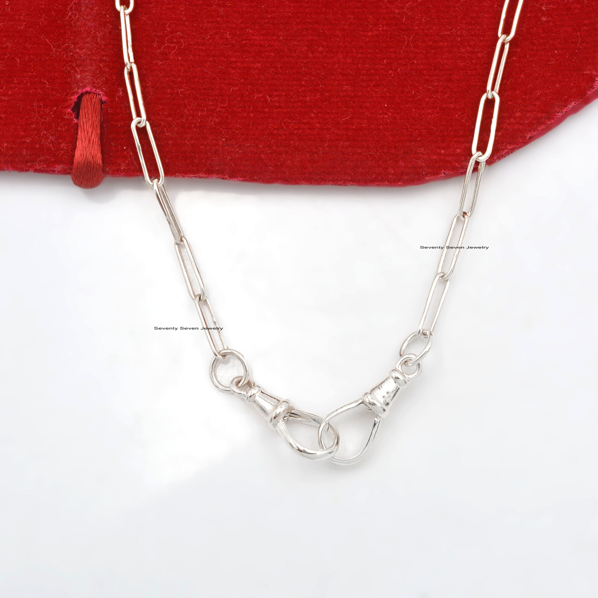 14K Gold Paperclip Chain Necklace: Swivel Lock Oval Link - View 3 - Seventy Seven Jewelry | SKU: SSG2-14KYG-11M-18I-F214-2Q-1 14K Gold Paperclip Chain Necklace: Swivel Lock Oval Link - View 3 - Seventy Seven Jewelry | SKU: SSG2-14KYG-11M-18I-F214-2Q-1