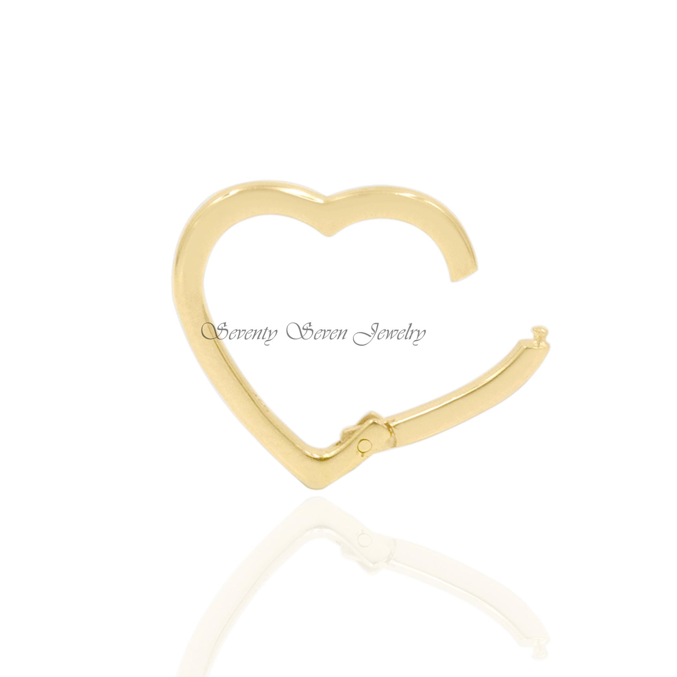 14K Gold Heart Enhancer Lock, 15mm - View 3 - Seventy Seven Jewelry | SKU: SSMJH446-14KYG-2026 14K Gold Heart Enhancer Lock, 15mm - View 3 - Seventy Seven Jewelry | SKU: SSMJH446-14KYG-2026
