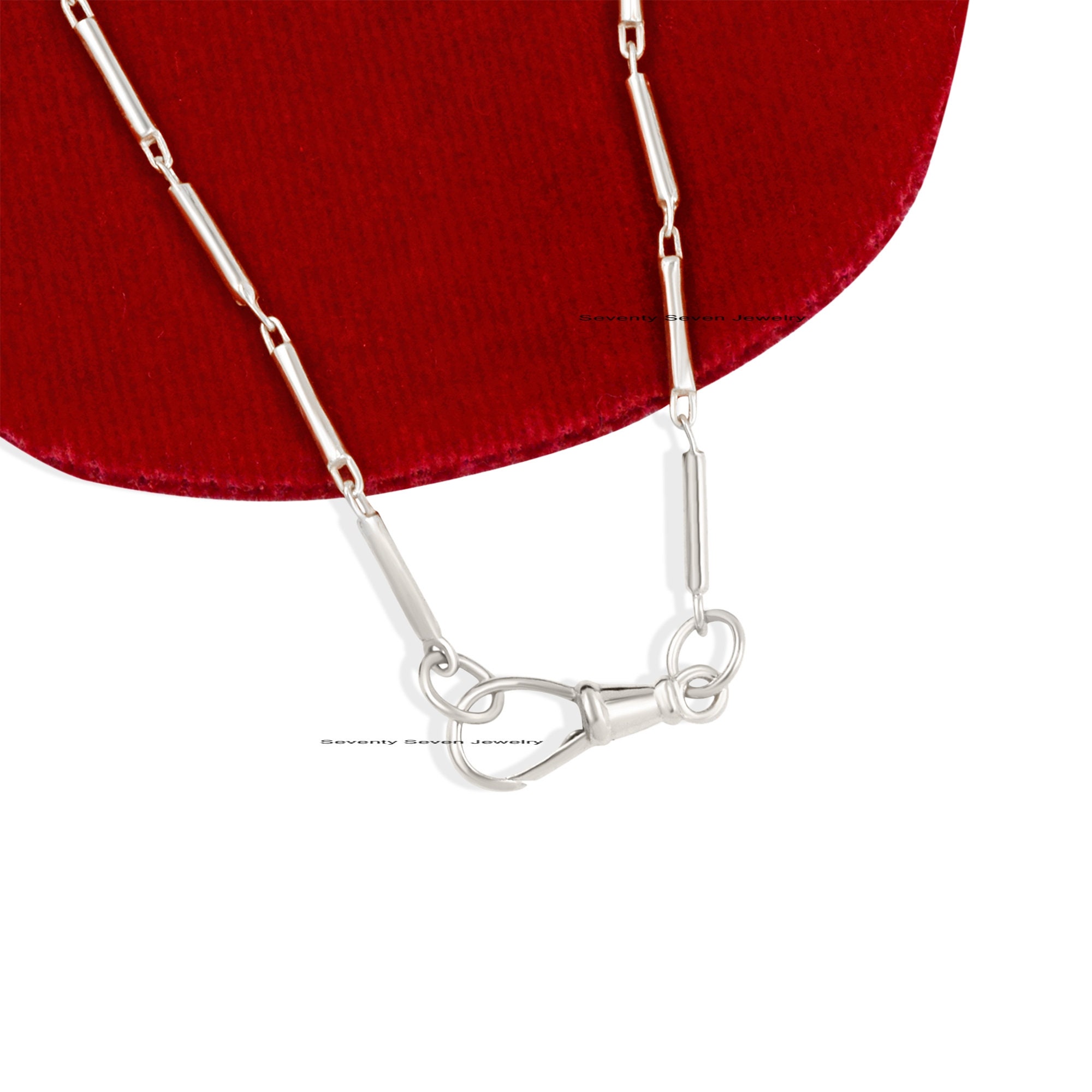 925 Silver Tube Link Chain Necklace: Swivel Lock Piping - View 5 - Seventy Seven Jewelry | SKU: SSMJN215-SLWG-20I-V 925 Silver Tube Link Chain Necklace: Swivel Lock Piping - View 5 - Seventy Seven Jewelry | SKU: SSMJN215-SLWG-20I-V
