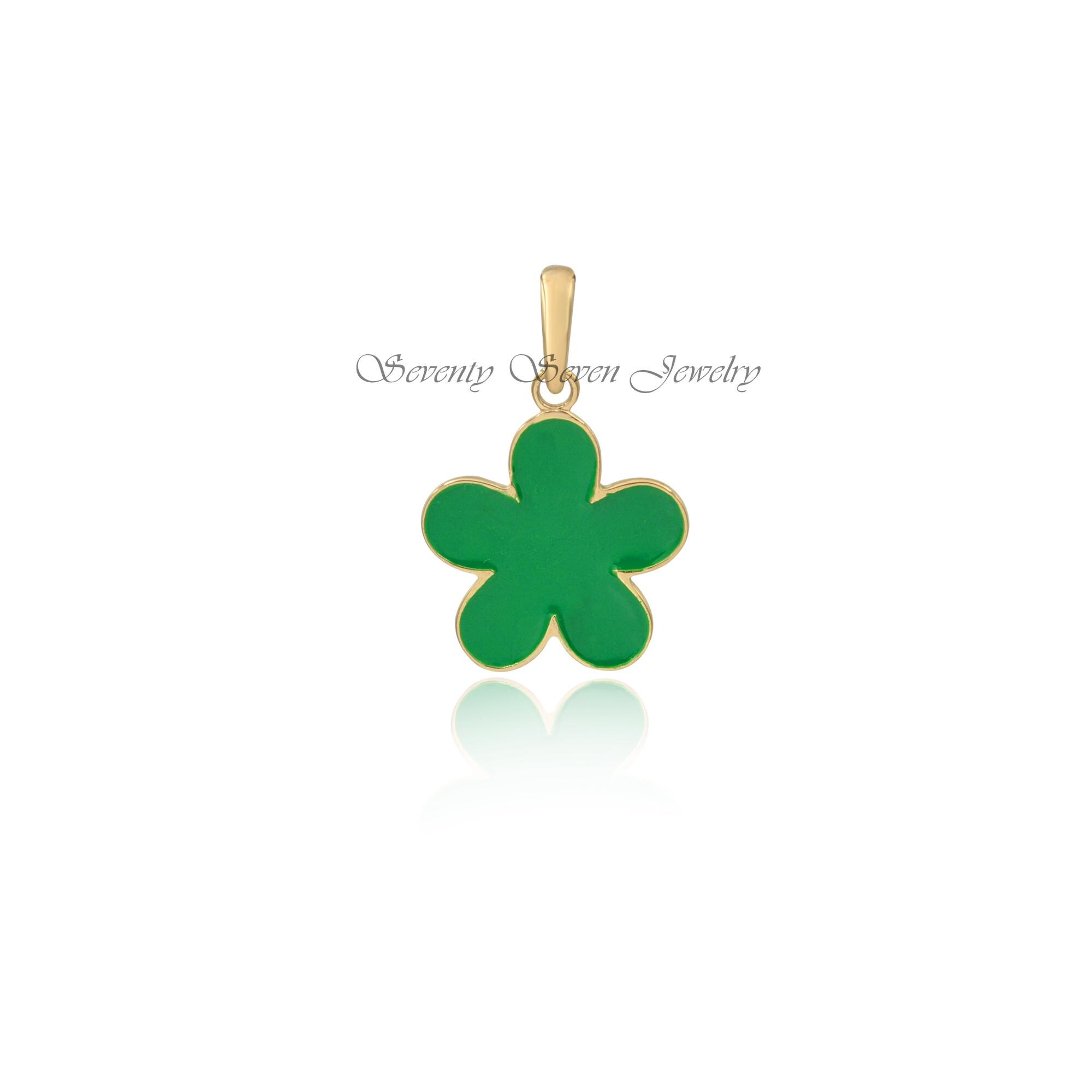 925 Silver Enamel Flower Pendant Charm (28x20 MM) - View 4 - Seventy Seven Jewelry | SKU: SSMJP607-SLYGELTQ-2026 925 Silver Enamel Flower Pendant Charm (28x20 MM) - View 4 - Seventy Seven Jewelry | SKU: SSMJP607-SLYGELTQ-2026