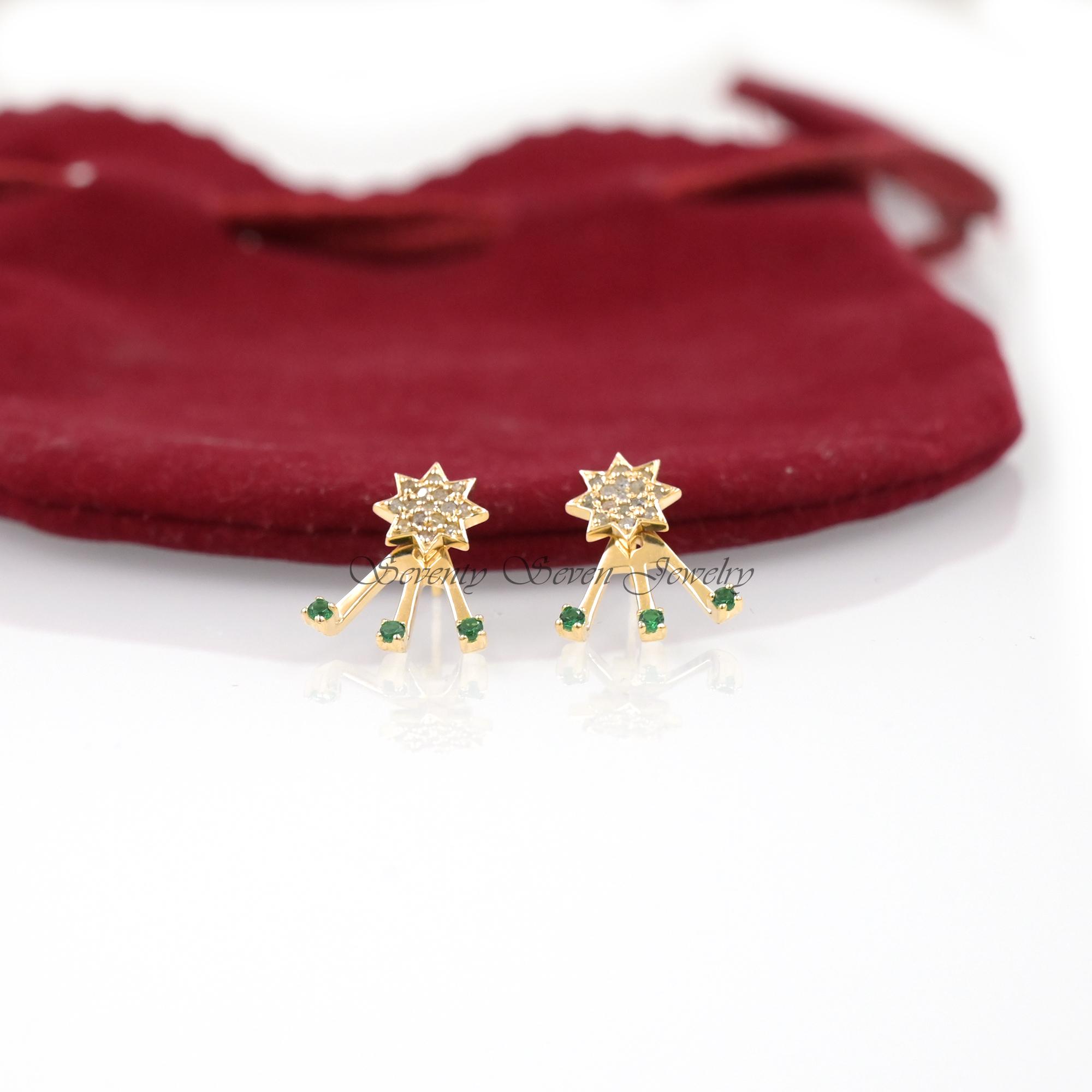 9K Gold Diamond Star Ear Jackets: Minimalist Stud Earrings - View 6 - Seventy Seven Jewelry | SKU: SSMJE326-9KYGDI-2026,SSMJE 9K Gold Diamond Star Ear Jackets: Minimalist Stud Earrings - View 6 - Seventy Seven Jewelry | SKU: SSMJE326-9KYGDI-2026,SSMJE