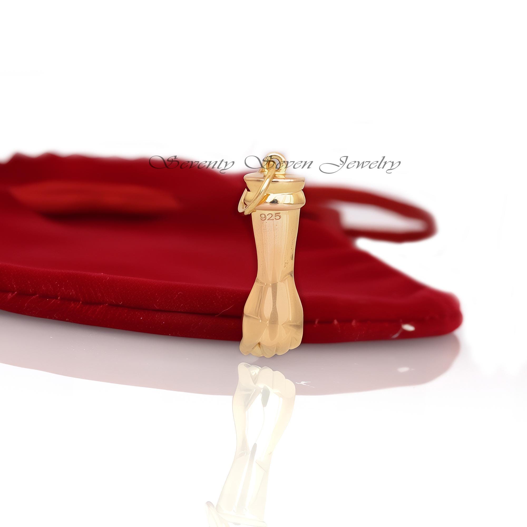 Diamond Figa Hand Pendant: 925 Silver Gold Vermeil Charm - View 6 - Seventy Seven Jewelry | SKU: SSMJP62-SLYGDI-2026 Diamond Figa Hand Pendant: 925 Silver Gold Vermeil Charm - View 6 - Seventy Seven Jewelry | SKU: SSMJP62-SLYGDI-2026