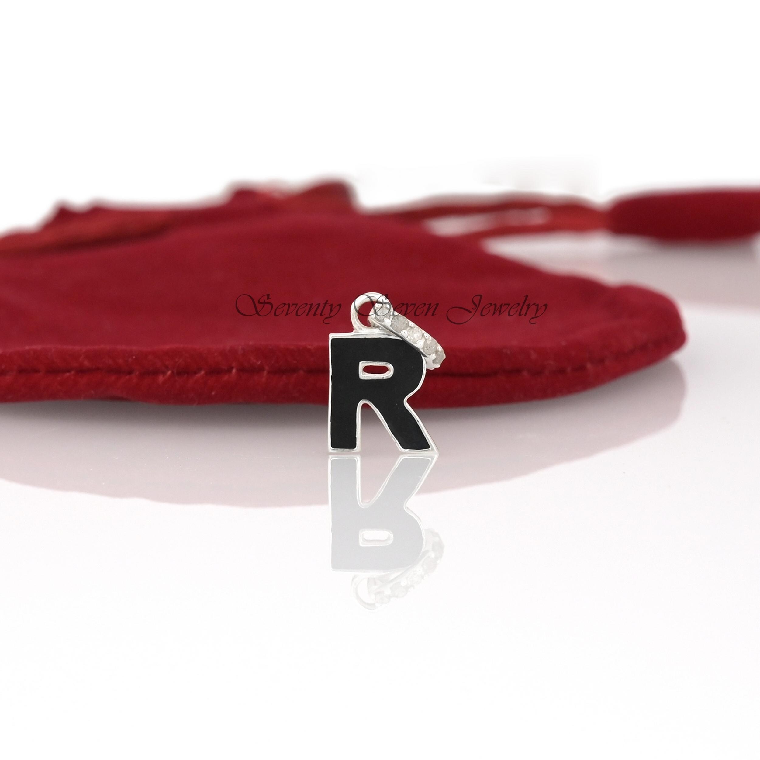 Turquoise Enamel Initial Pendant: Diamond Letter Charm, 925 Silver - View 5 - Seventy Seven Jewelry | SKU: SSMJP1029-SLYGDIEL Turquoise Enamel Initial Pendant: Diamond Letter Charm, 925 Silver - View 5 - Seventy Seven Jewelry | SKU: SSMJP1029-SLYGDIEL