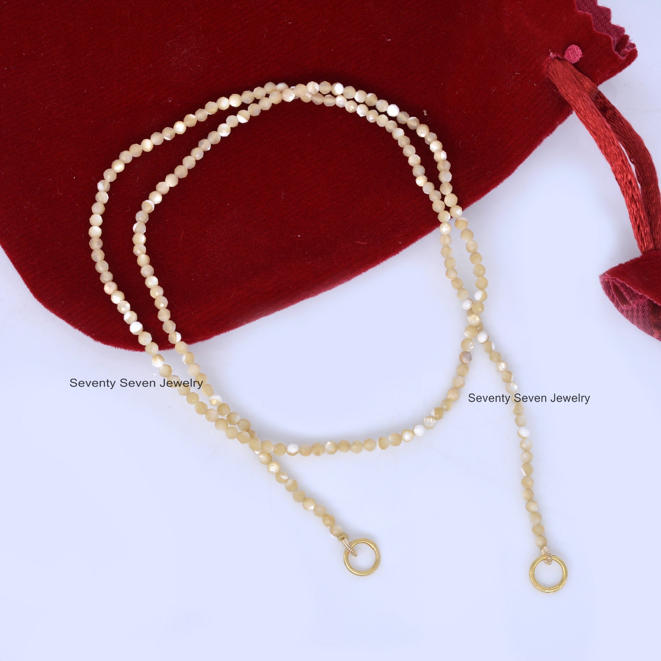 Sterling Silver Turquoise Bead Chain Necklace with Enhancer - View 4 - Seventy Seven Jewelry | SKU: SSMJN219-SLYGPL Sterling Silver Turquoise Bead Chain Necklace with Enhancer - View 4 - Seventy Seven Jewelry | SKU: SSMJN219-SLYGPL